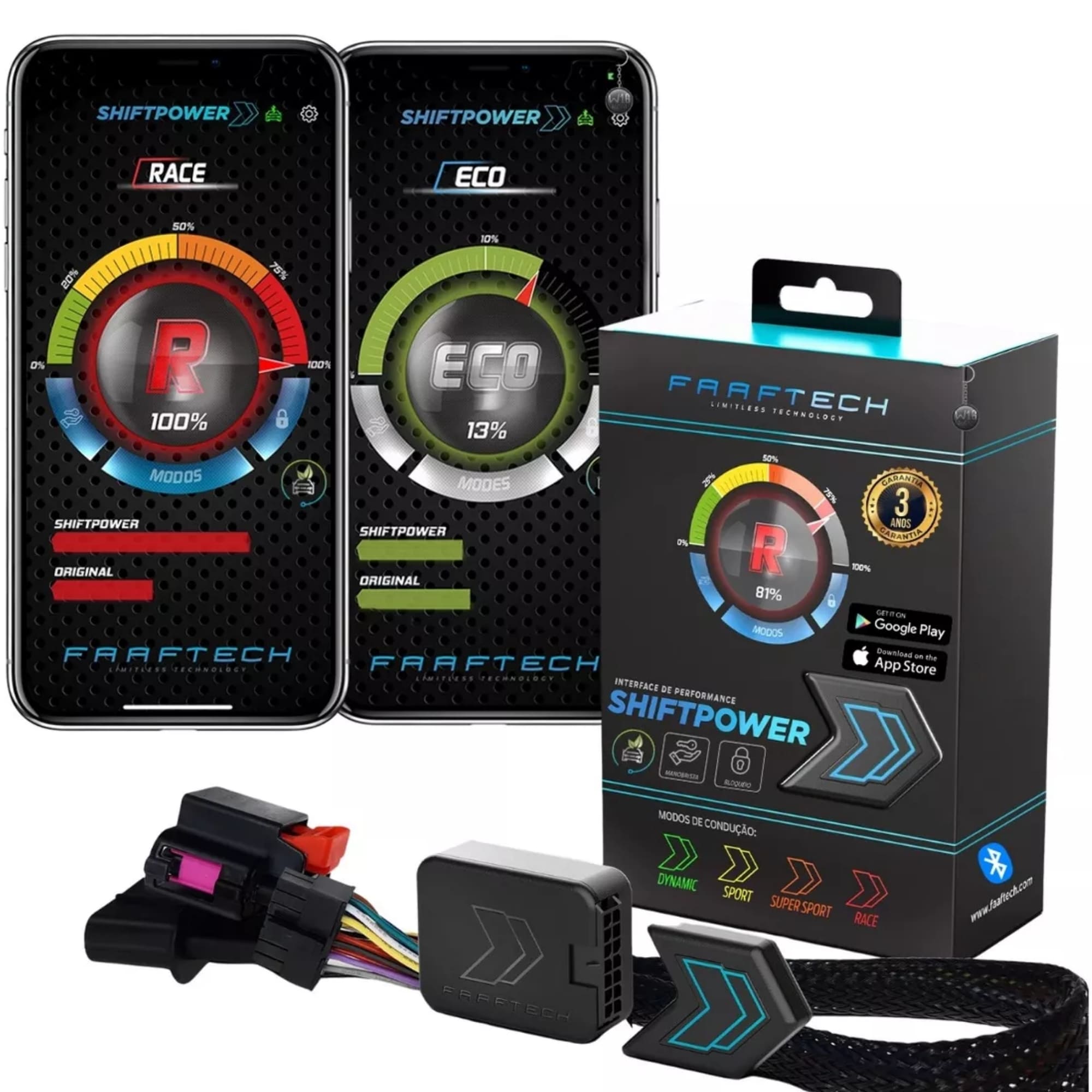 Shift Power Chip Pedal Acelerador Controle por App Plug and play Faaftech - FT-SP22+