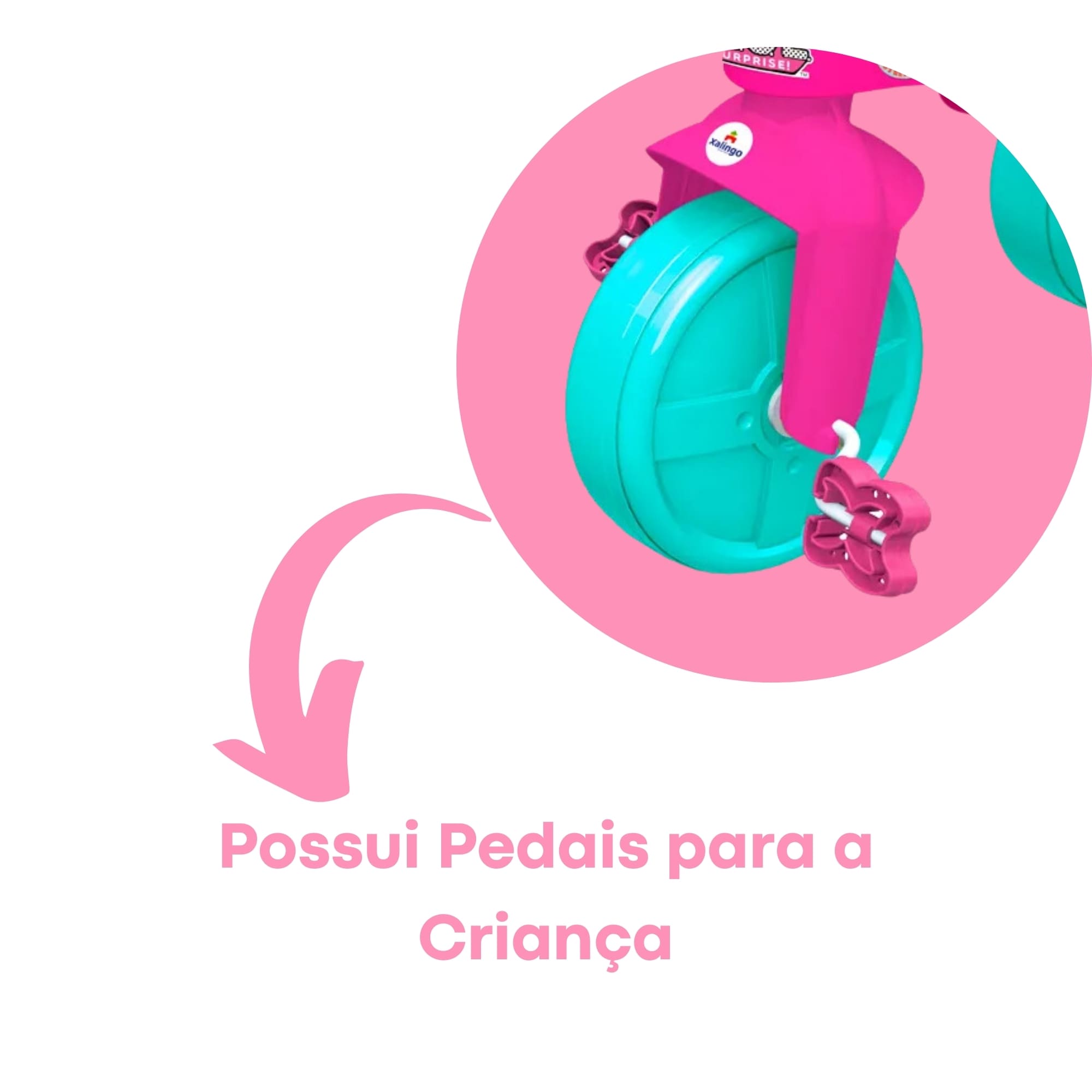 Brinquedo Triciclo Infantil LOL com Cestinha p/ Crianças a Partir de 19 Meses Xalingo - 21843