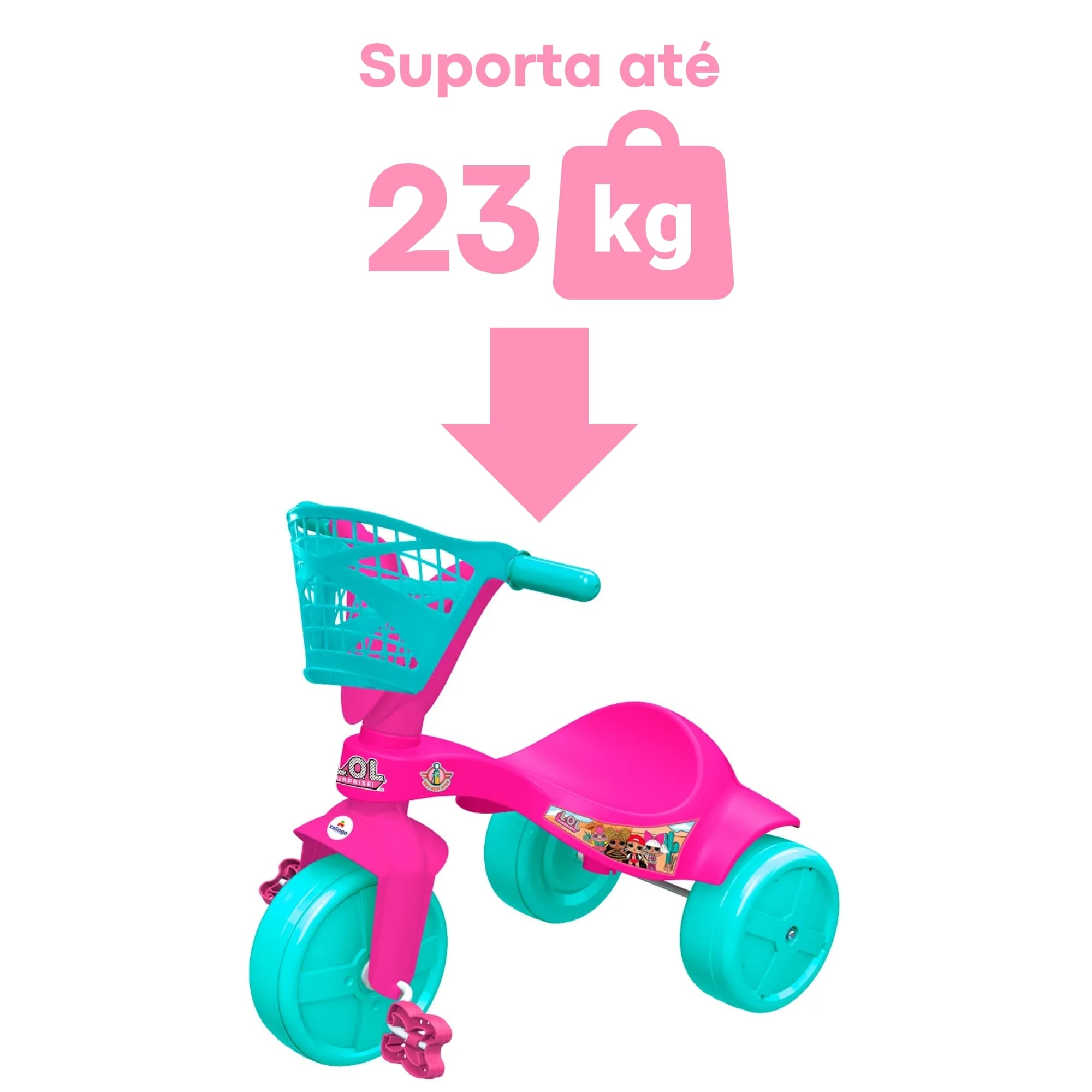Brinquedo Triciclo Infantil LOL com Cestinha p/ Crianças a Partir de 19 Meses Xalingo - 21843