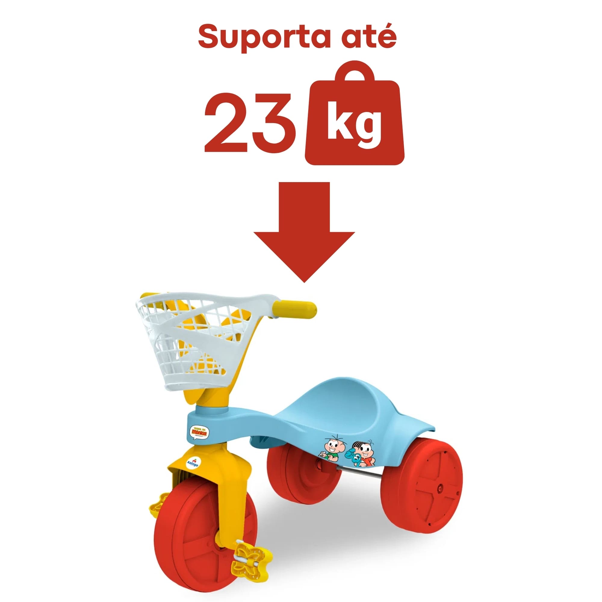 Brinquedo Triciclo Infantil Turma da Mônica c/ Cestinha Xalingo - 07253