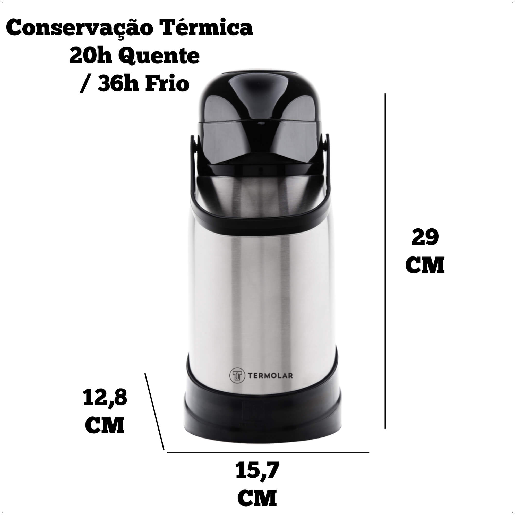 Garrafa Térmica R-Evolution 1,2L em Inox Alta Resistência Termolar 50484