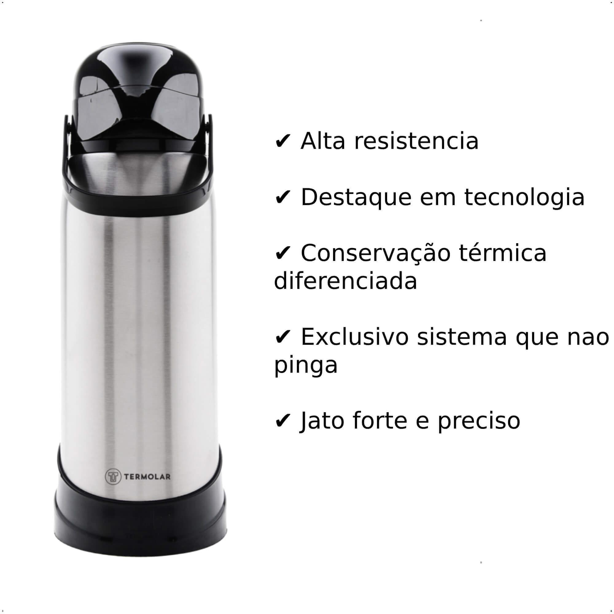Garrafa Térmica R-Evolution 1,9 Litros em Inox Alta Resistência Termolar 50482