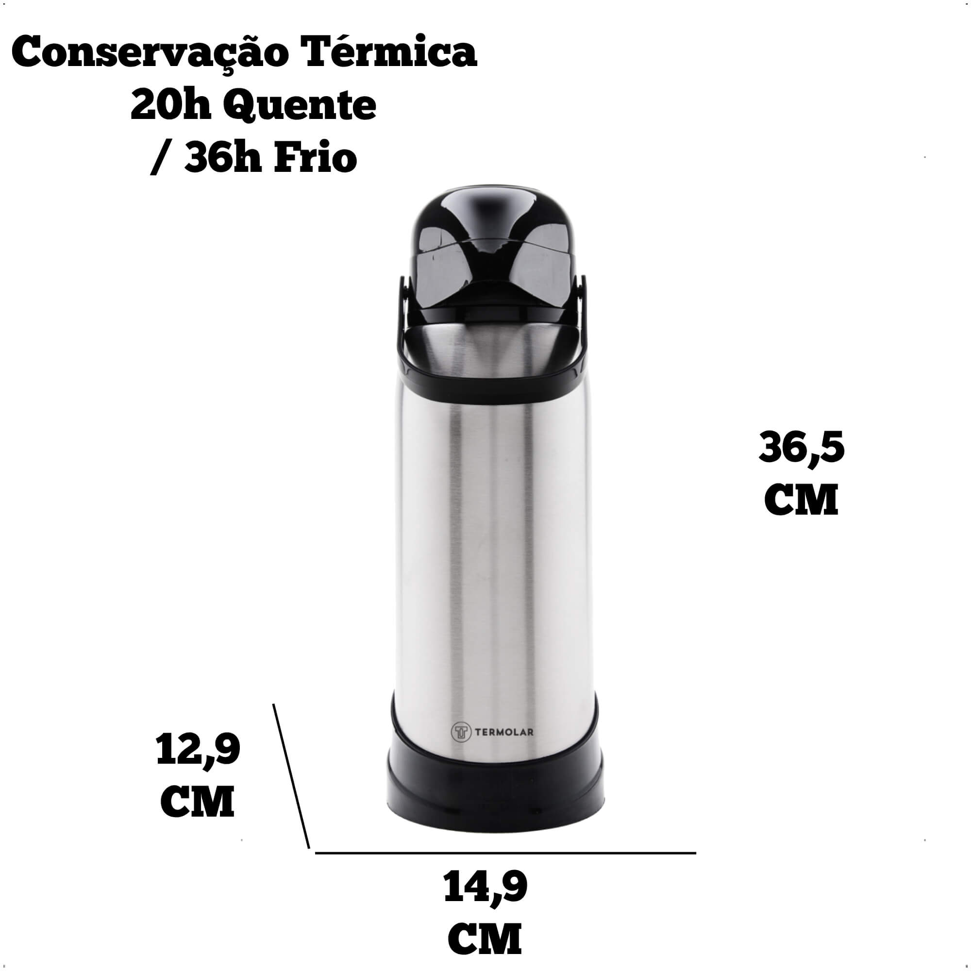 Garrafa Térmica R-Evolution 1,9 Litros em Inox Alta Resistência Termolar 50482