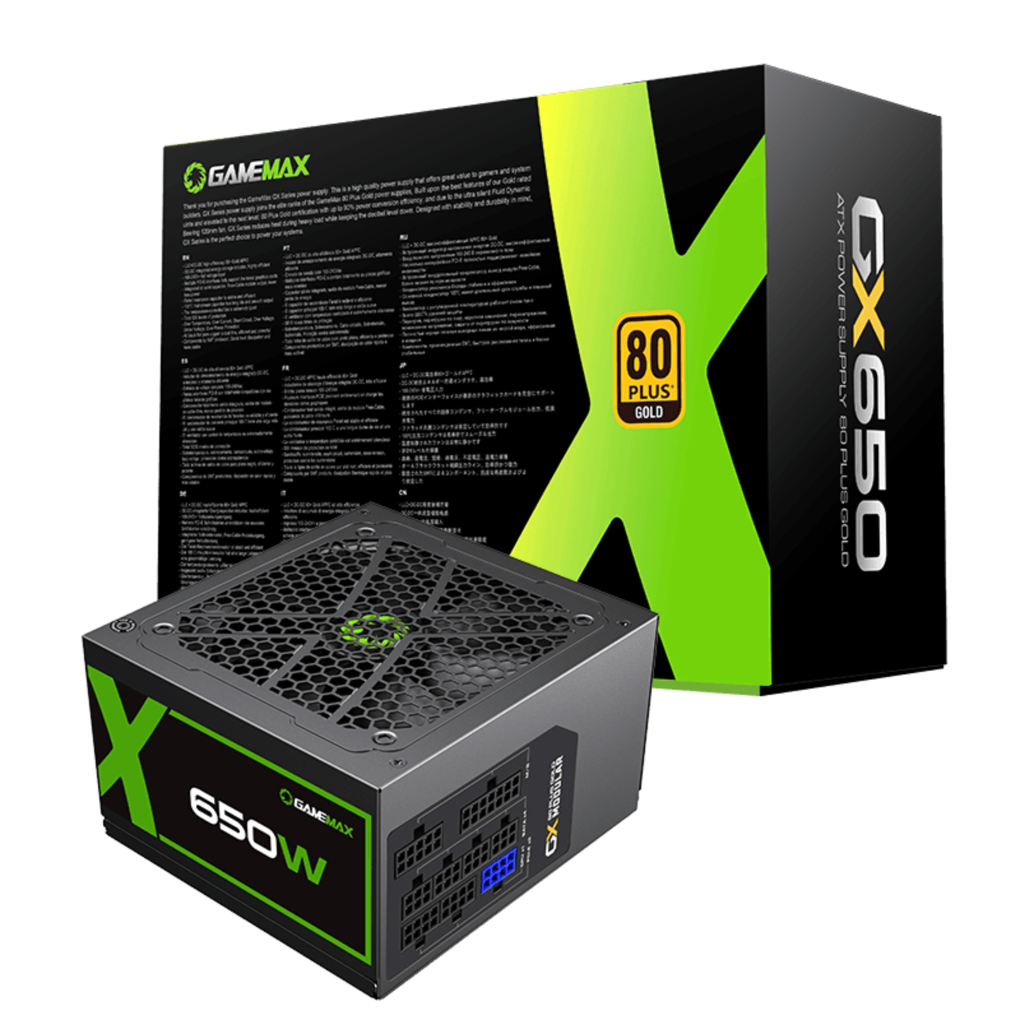 Fonte ATX 650W Gamer Full Modular GX650 Real 80 Plus Gold PFC Ativo Preta Gamemax