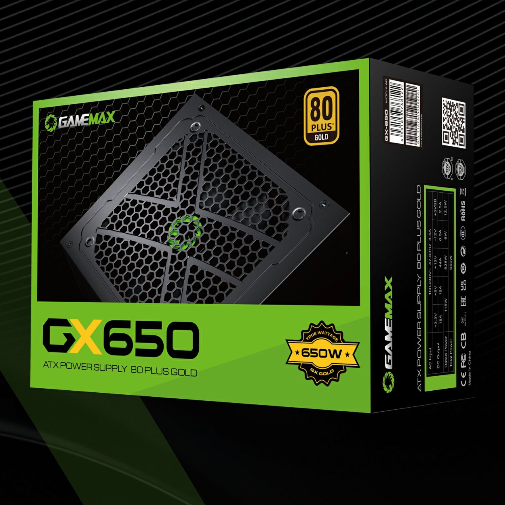 Fonte ATX 650W Gamer Full Modular GX650 Real 80 Plus Gold PFC Ativo Preta Gamemax