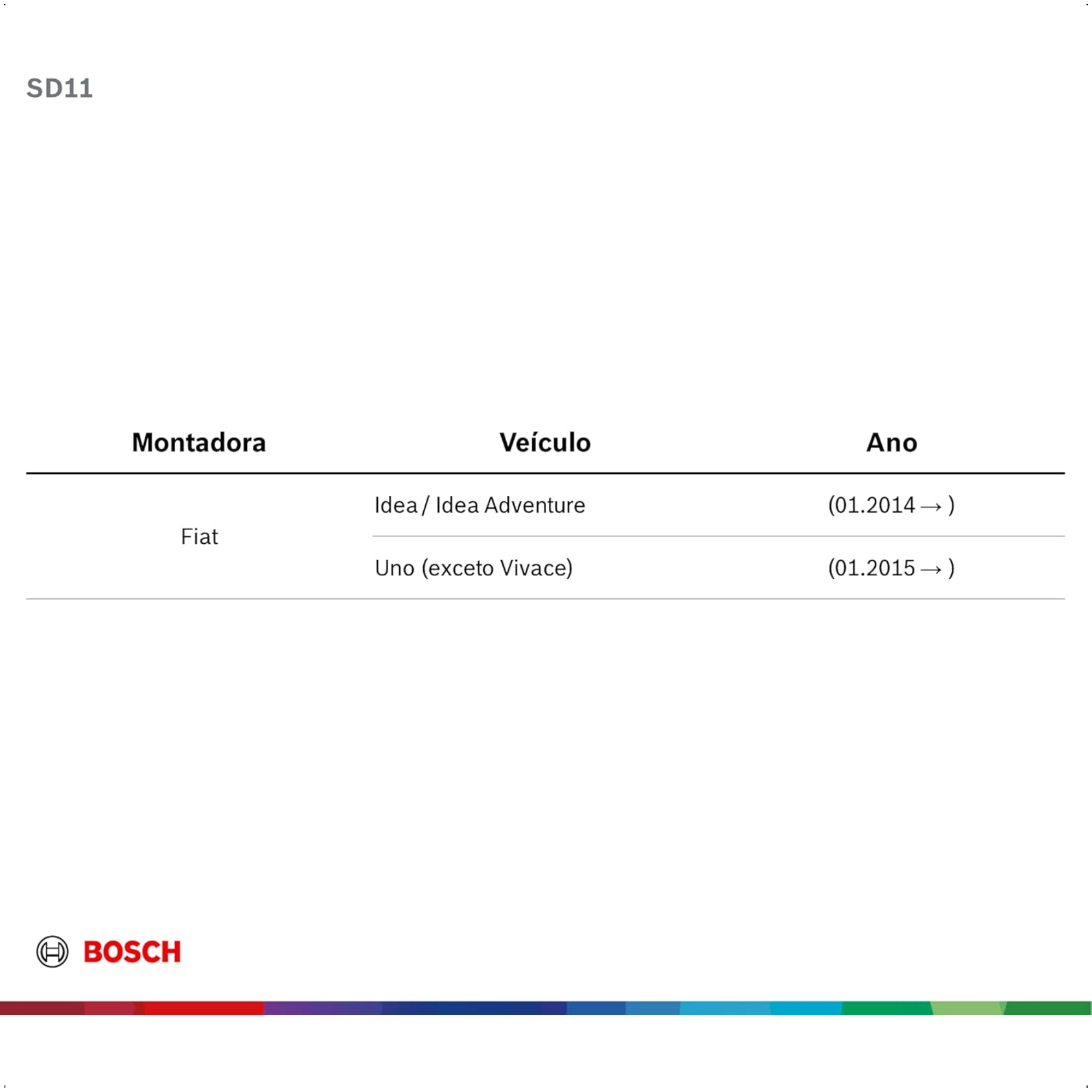 Palheta Dianteira Aerofit Limpador Para-Brisa Idea Uno SD11 - Bosch 61298