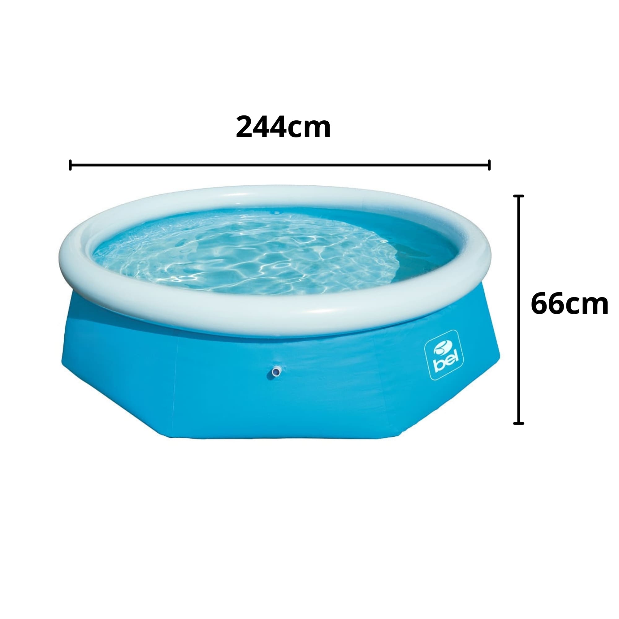Piscina Inflável Azul 2700L Capacidade de até 3 Adultos (2,44m x 66cm) (P55) BEL 100100