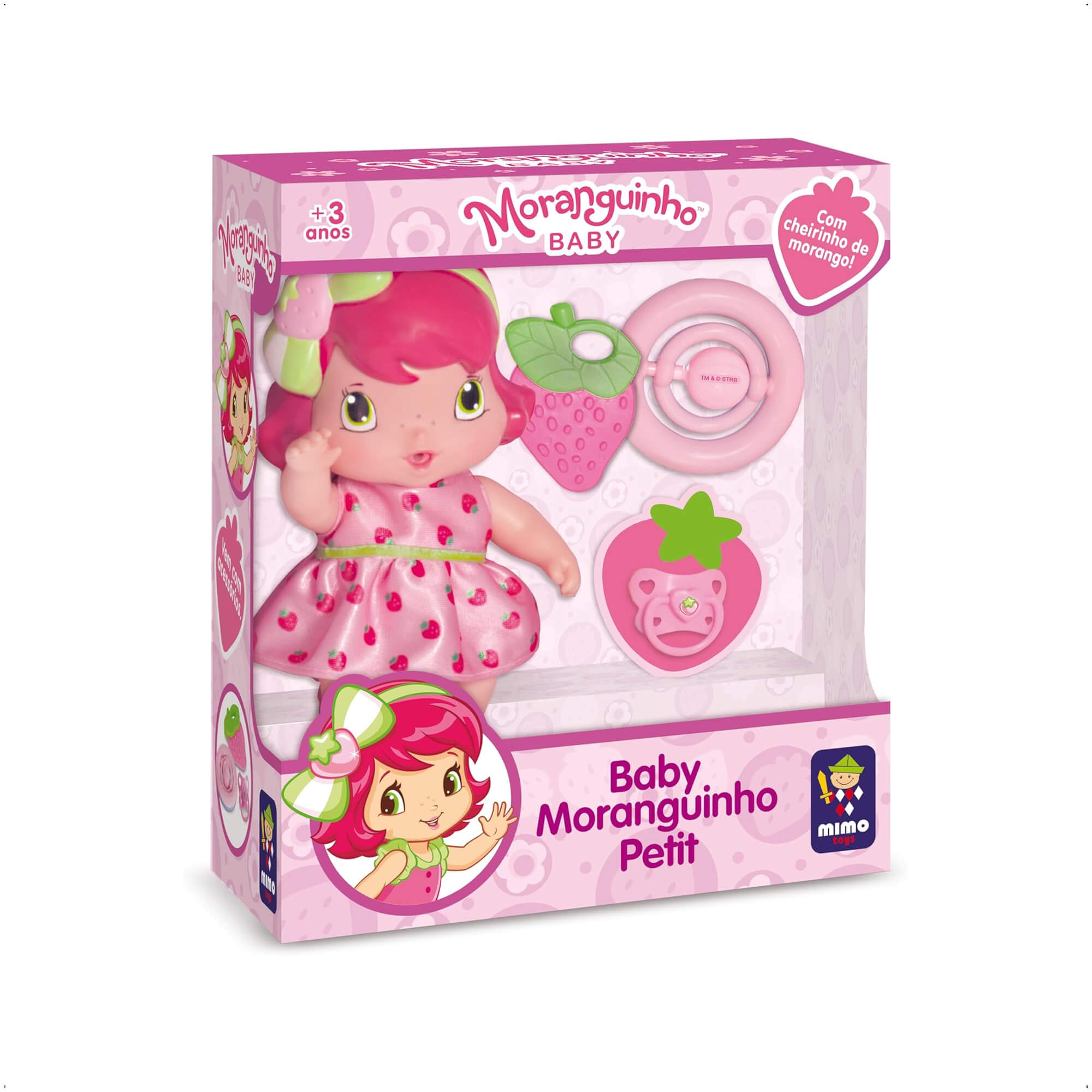 Brinquedo Boneca Baby Moranguinho Petit com Acessorios Mimo Toys - 4007