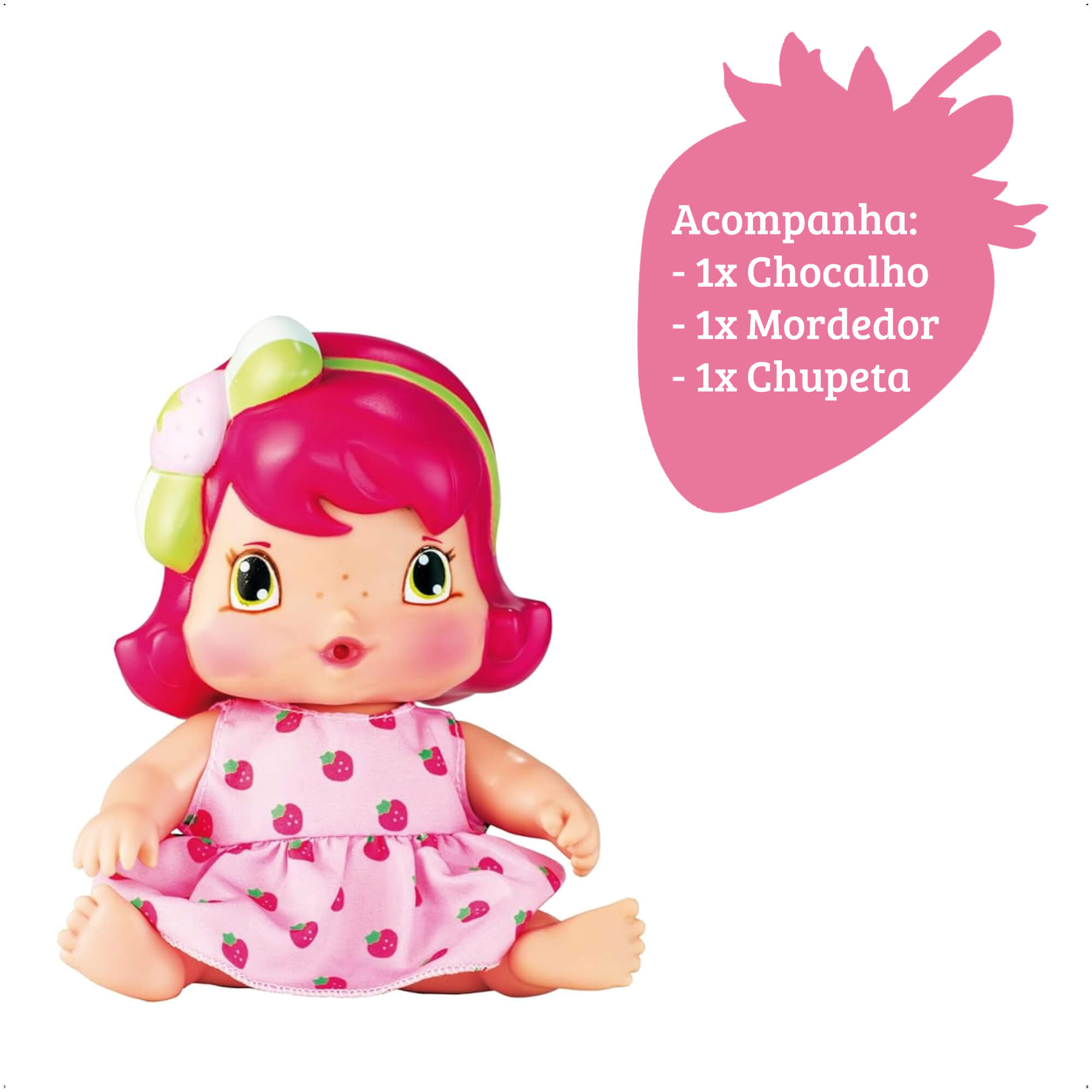 Brinquedo Boneca Baby Moranguinho Petit com Acessorios Mimo Toys - 4007