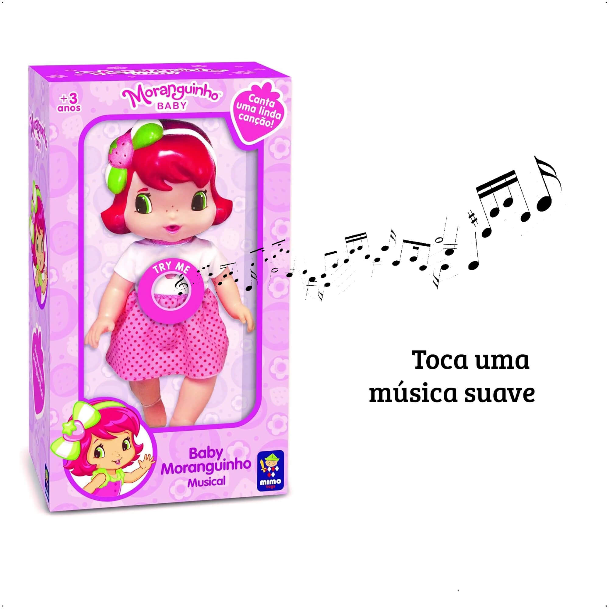 Brinquedo Boneca Baby Moranguinho Que Canta Com Som Mimo Toys 4009