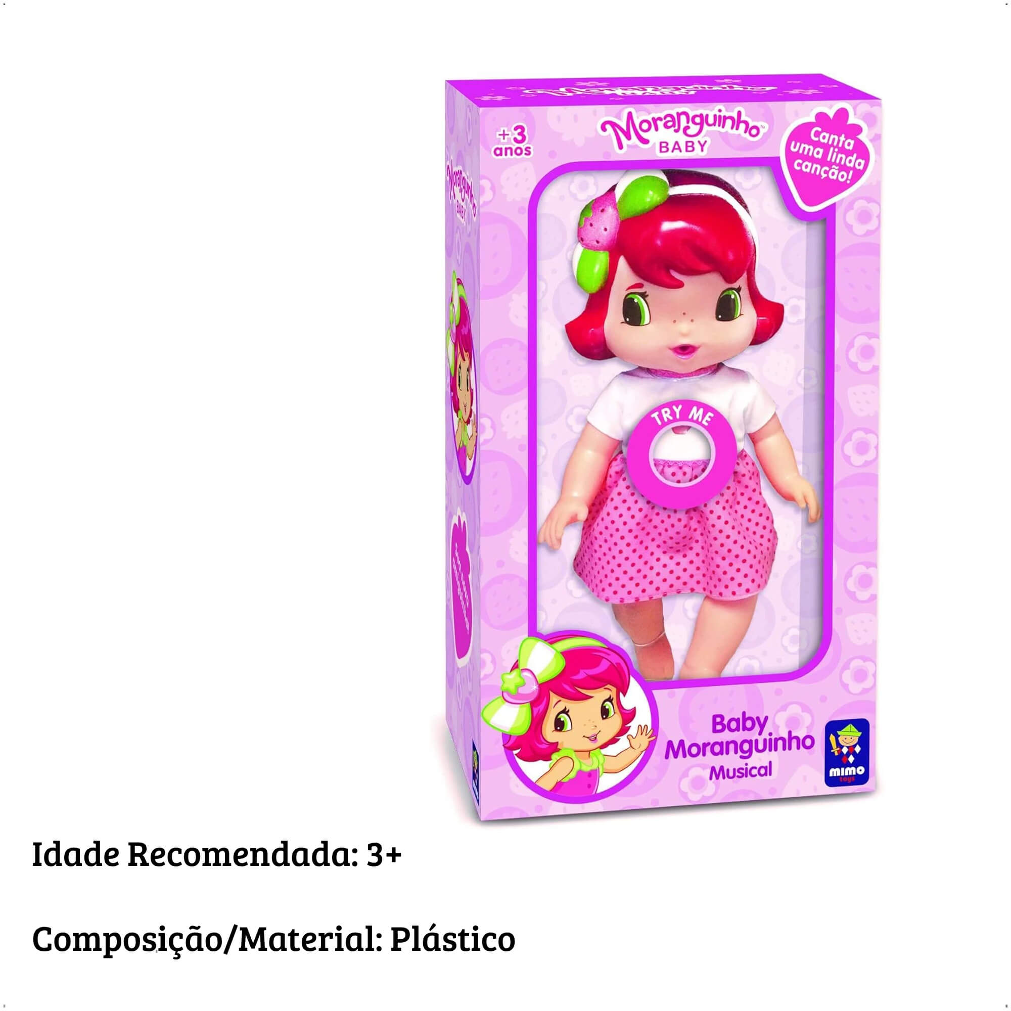 Brinquedo Boneca Baby Moranguinho Que Canta Com Som Mimo Toys 4009