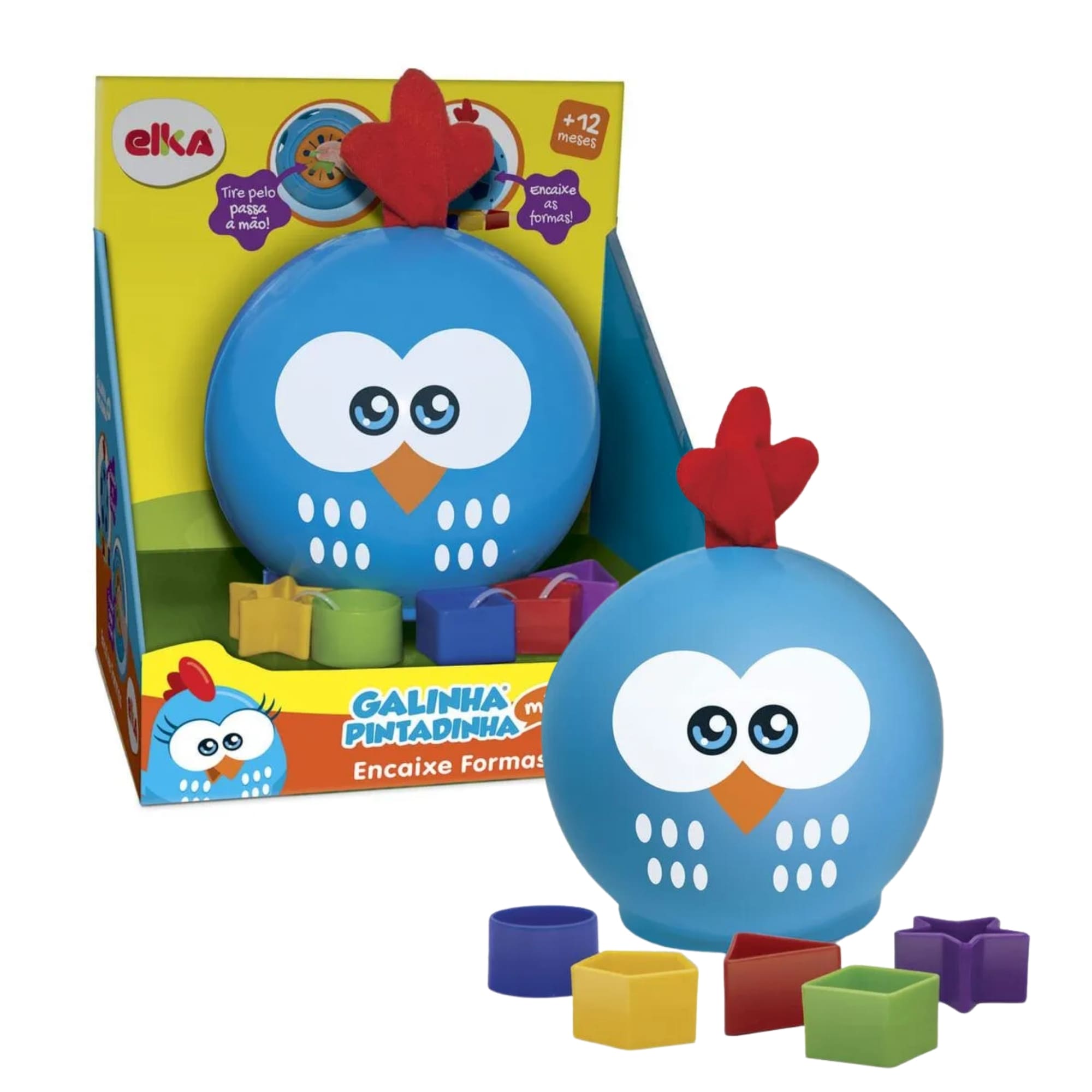 Brinquedo Encaixe Formas 6 peças Galinha Pintadinha p/ Crianças a Partir de 12 meses Elka - 1207
