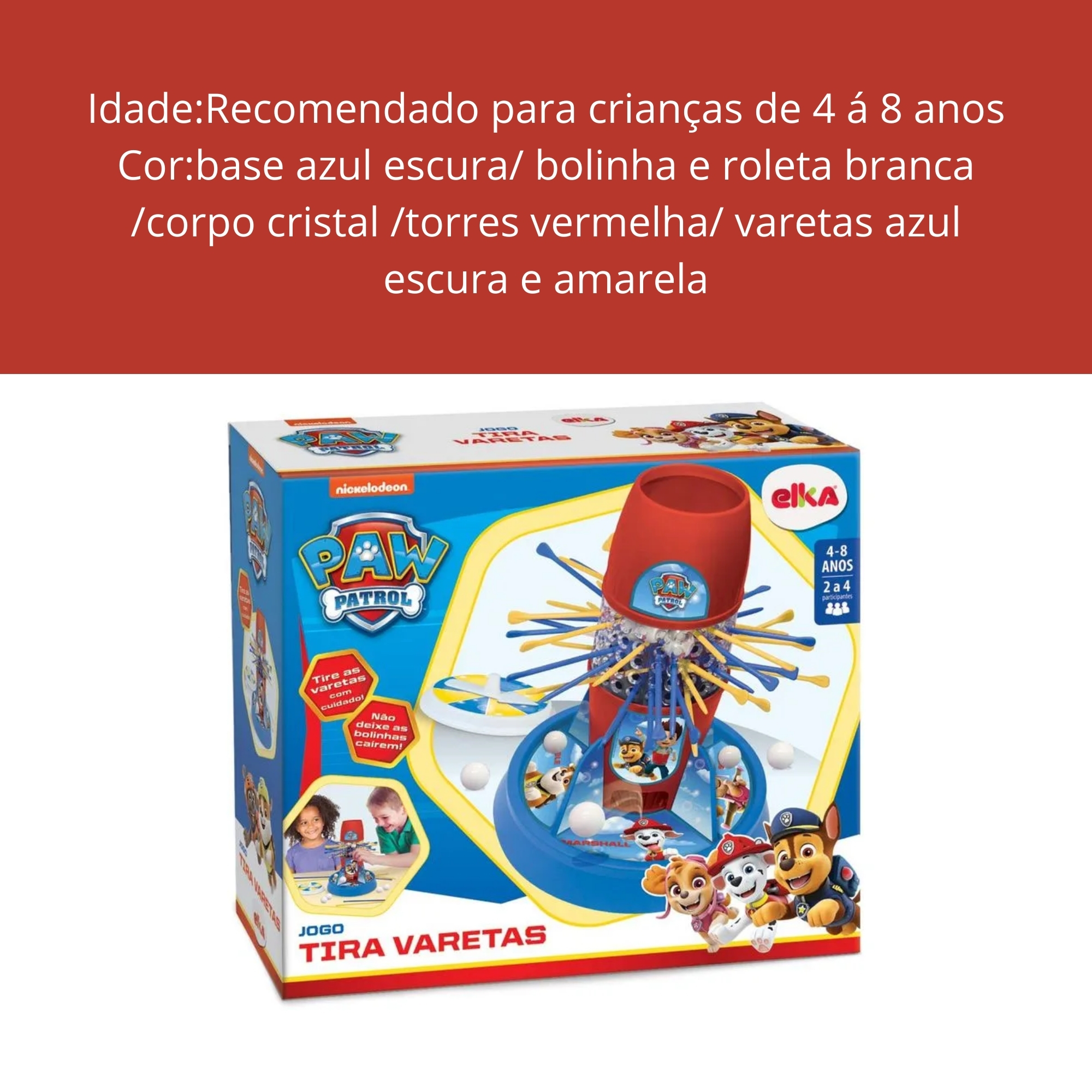 Jogo Tira Varetas - Patrulha Canina Elka Equilíbrio Raciocínio Mesa - 1222