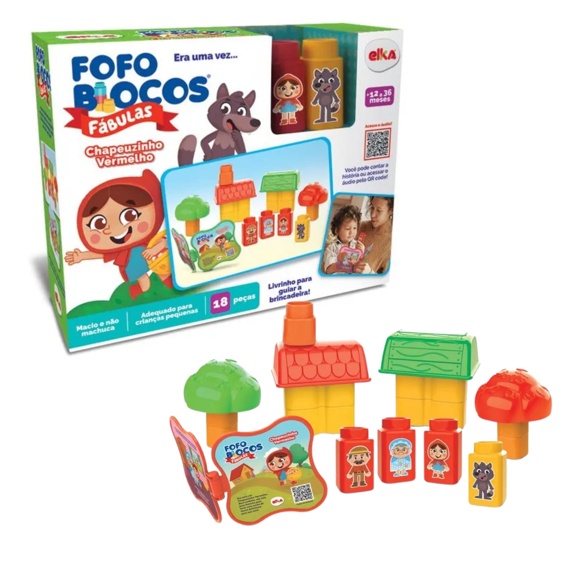 Brinquedo de Montar Fofo Blocos Fábulas 18 peças Chapeuzinho Vermelho Elka - 1248