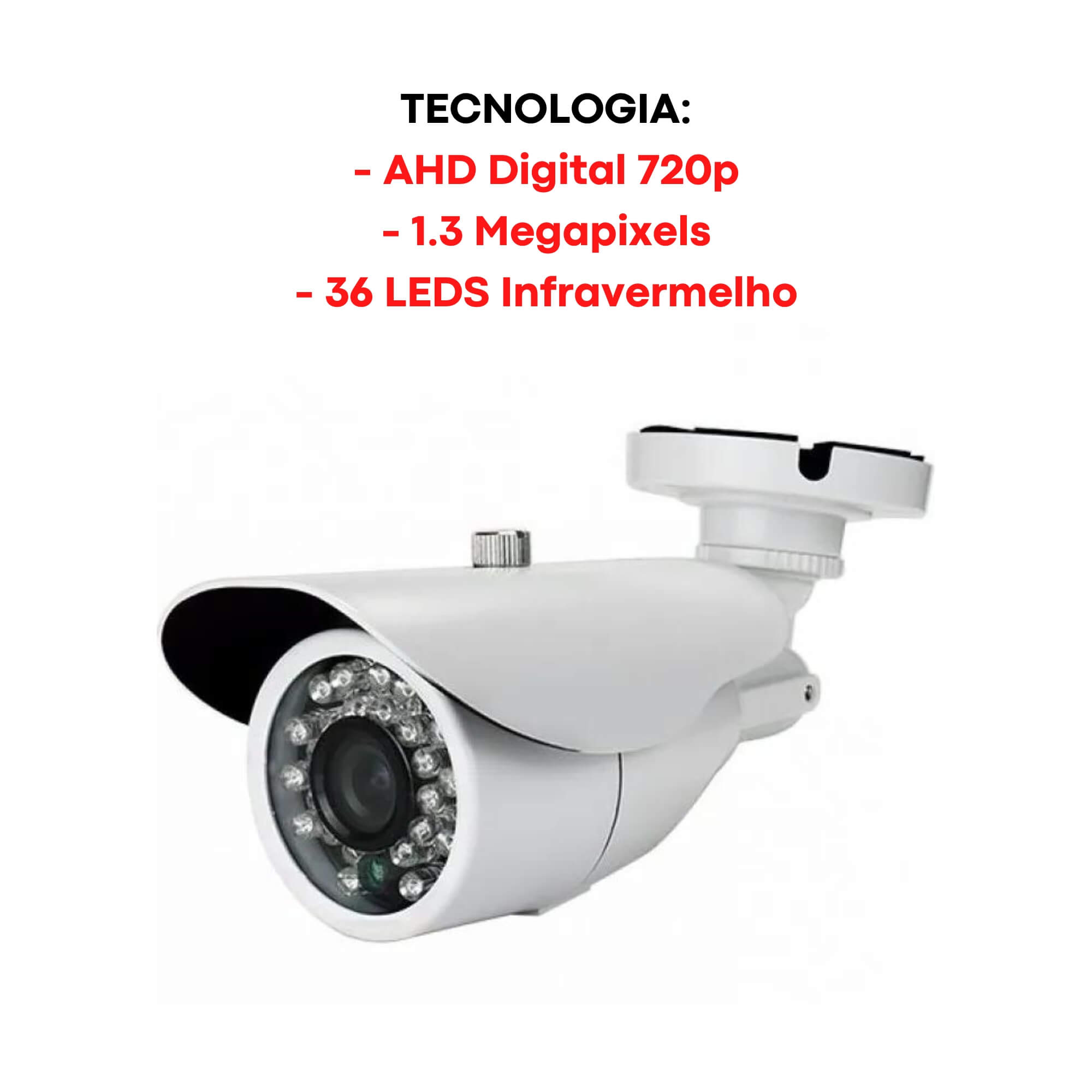Câmera de segurança Dome AHD 1.3 MP 720p c/ 36 LEDs Infravermelho 15-30 metros Showtec - SW390