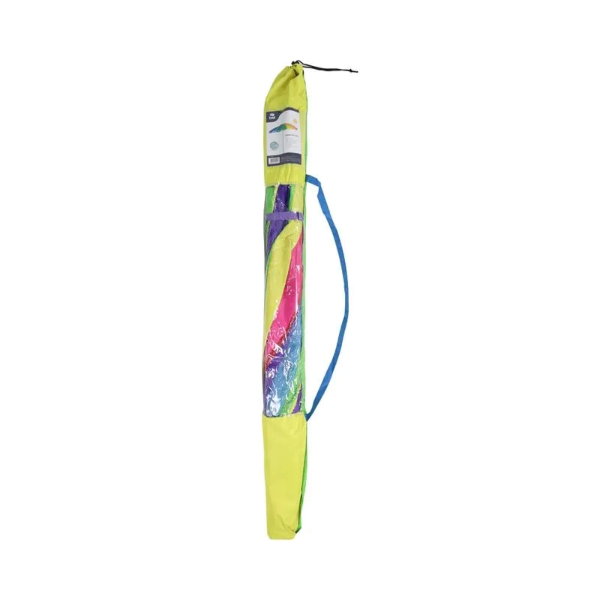 Guarda-Sol Toscana 2,20m em Poliéster e Alumínio Multi-Gomos Colorido Sacola Bel - 22000