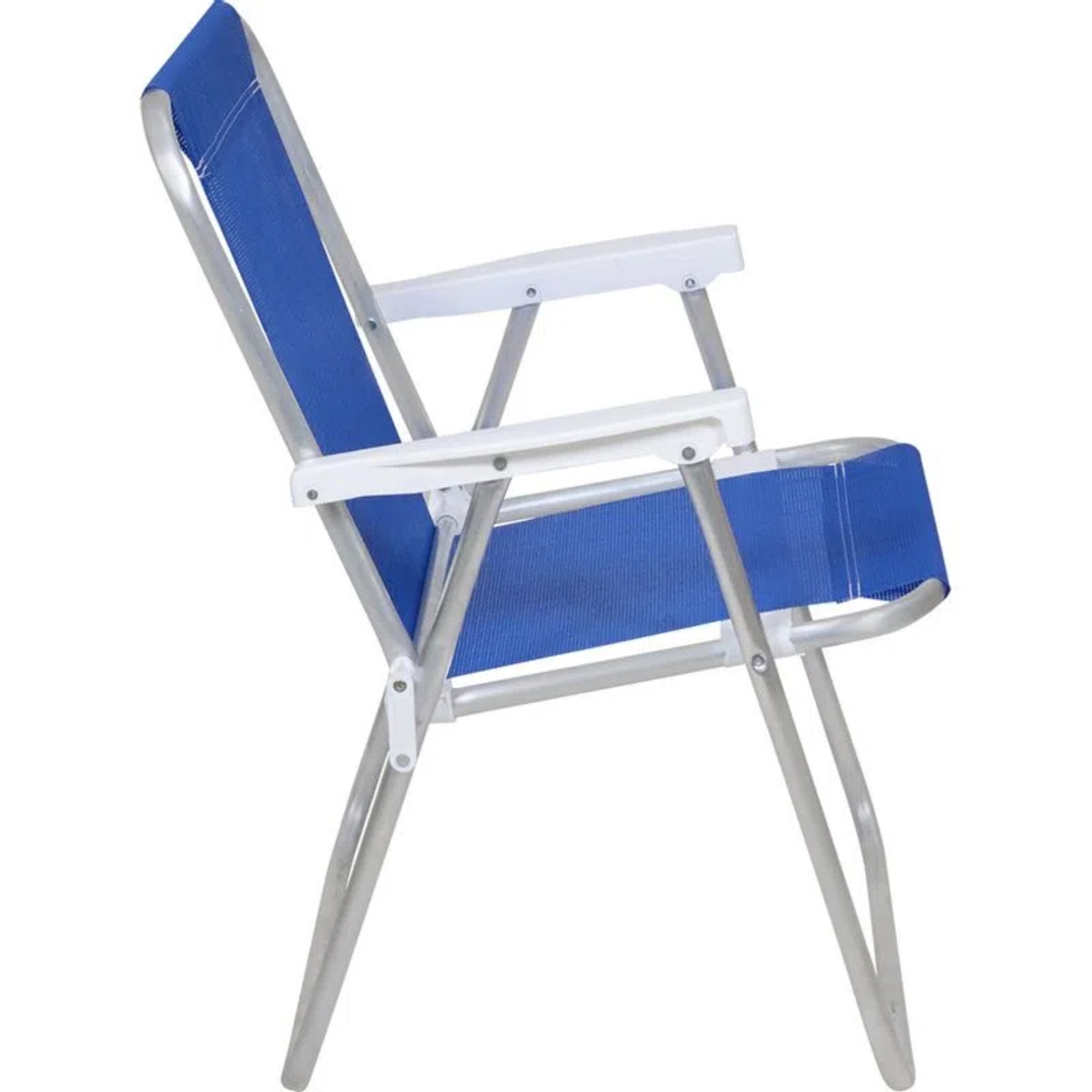 Cadeira de Praia Alta Lazy Alumínio Bel Azul Camping Dobrável Conforto Resistente - 023502