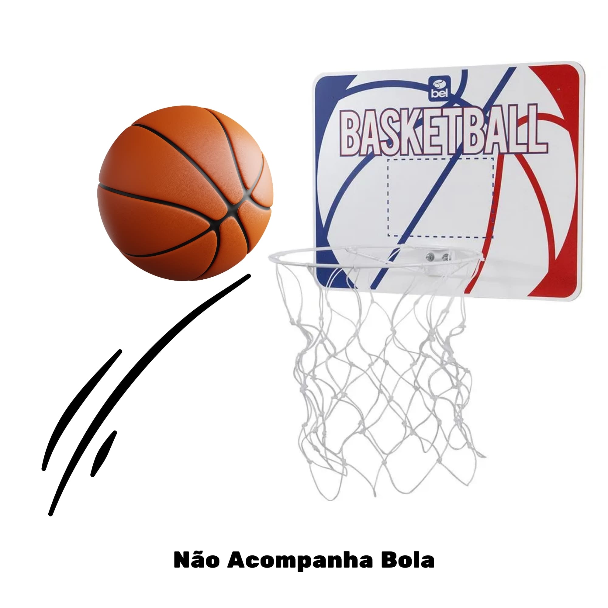 Tabela de Basquete Com Aro e Rede Branco Vermelho e Azul Bel - 489200