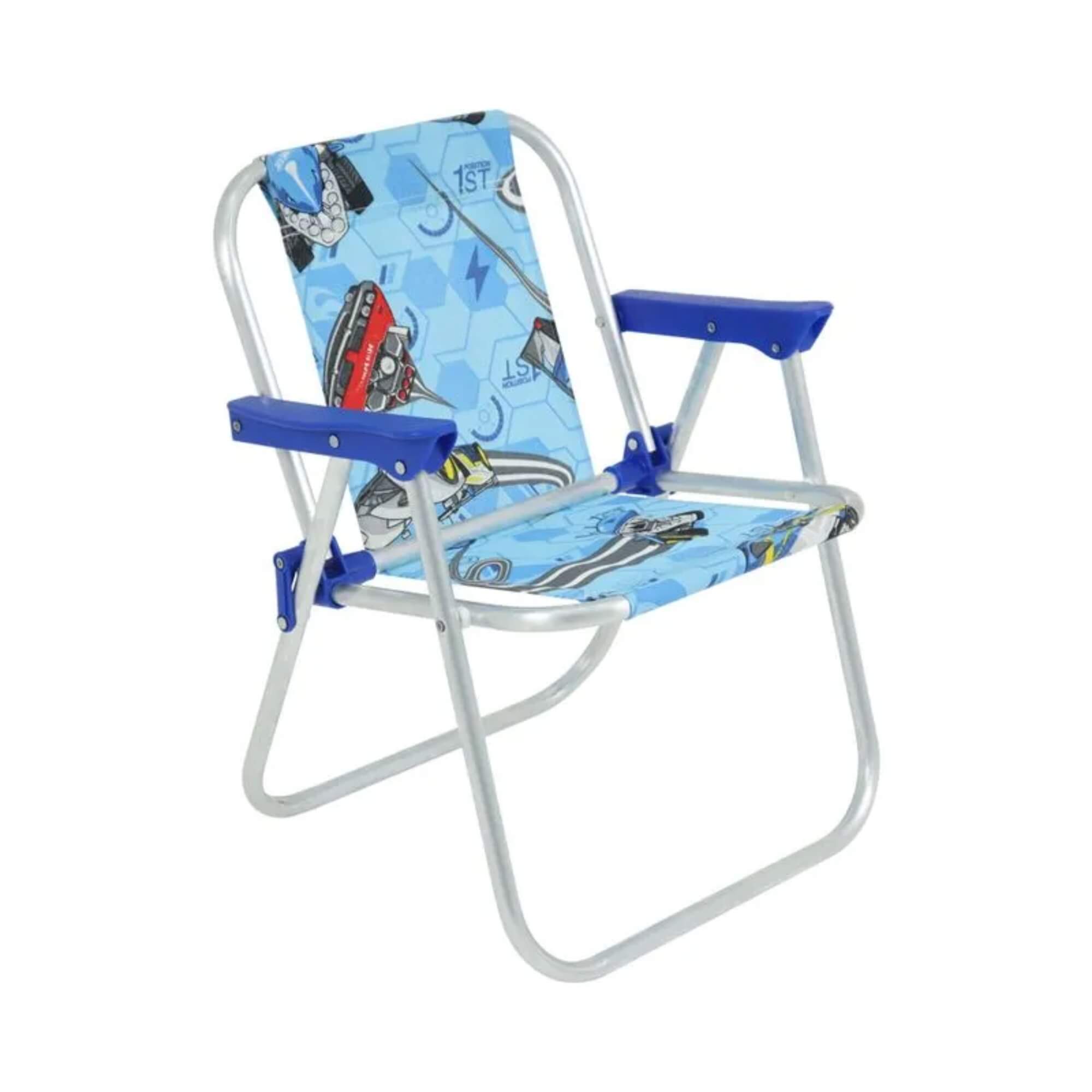 Cadeira de Praia Infantil Hot Wheels Alumínio Dobrável Resistente Estampa Bel - (P55) 025202