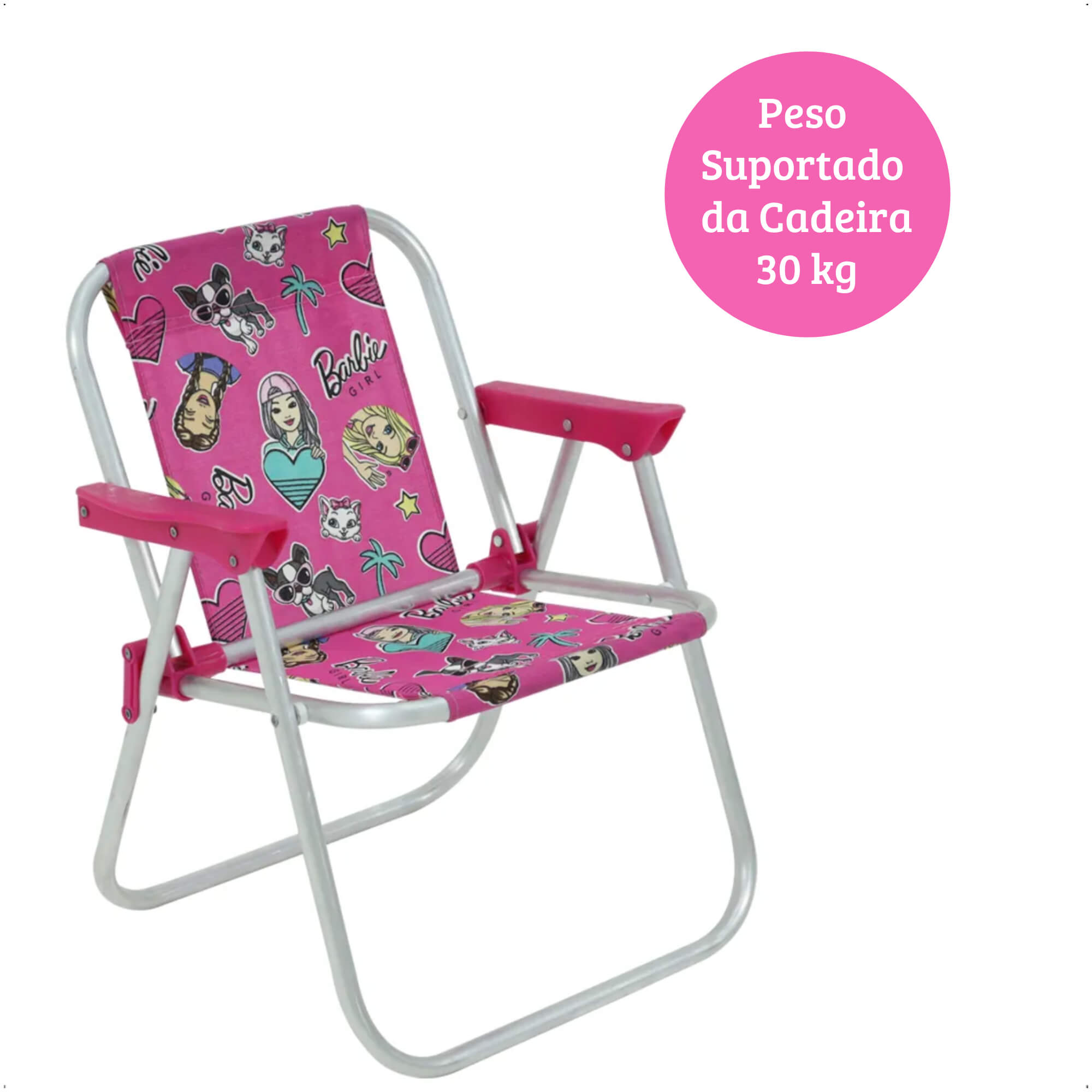 Cadeira de Praia Infantil em Alumínio Barbie Bel (P55) 025210