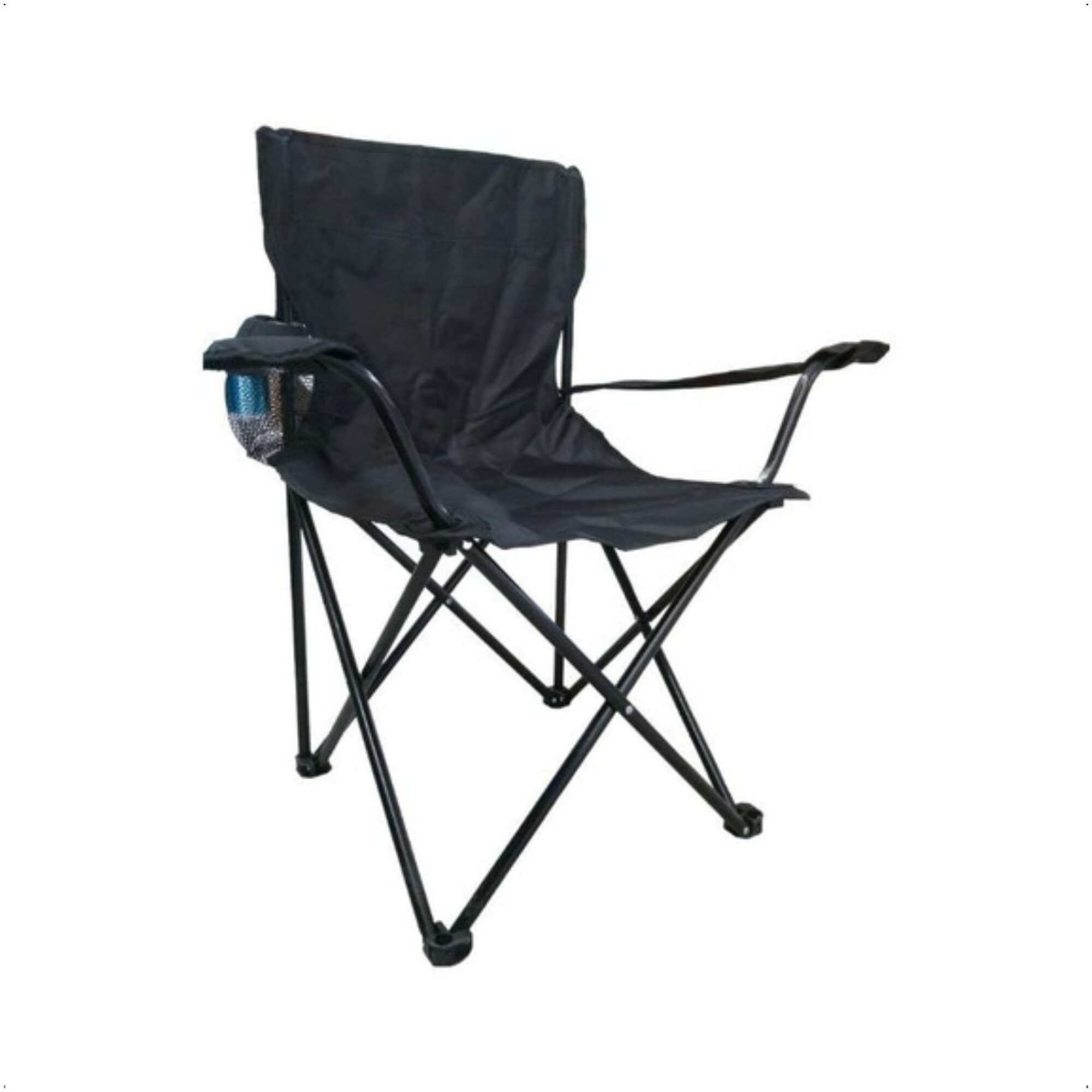 Cadeira Araguaia Comfort com Braço e Porta Copo para Praia Camping Acampamento Preta Bel - 16907