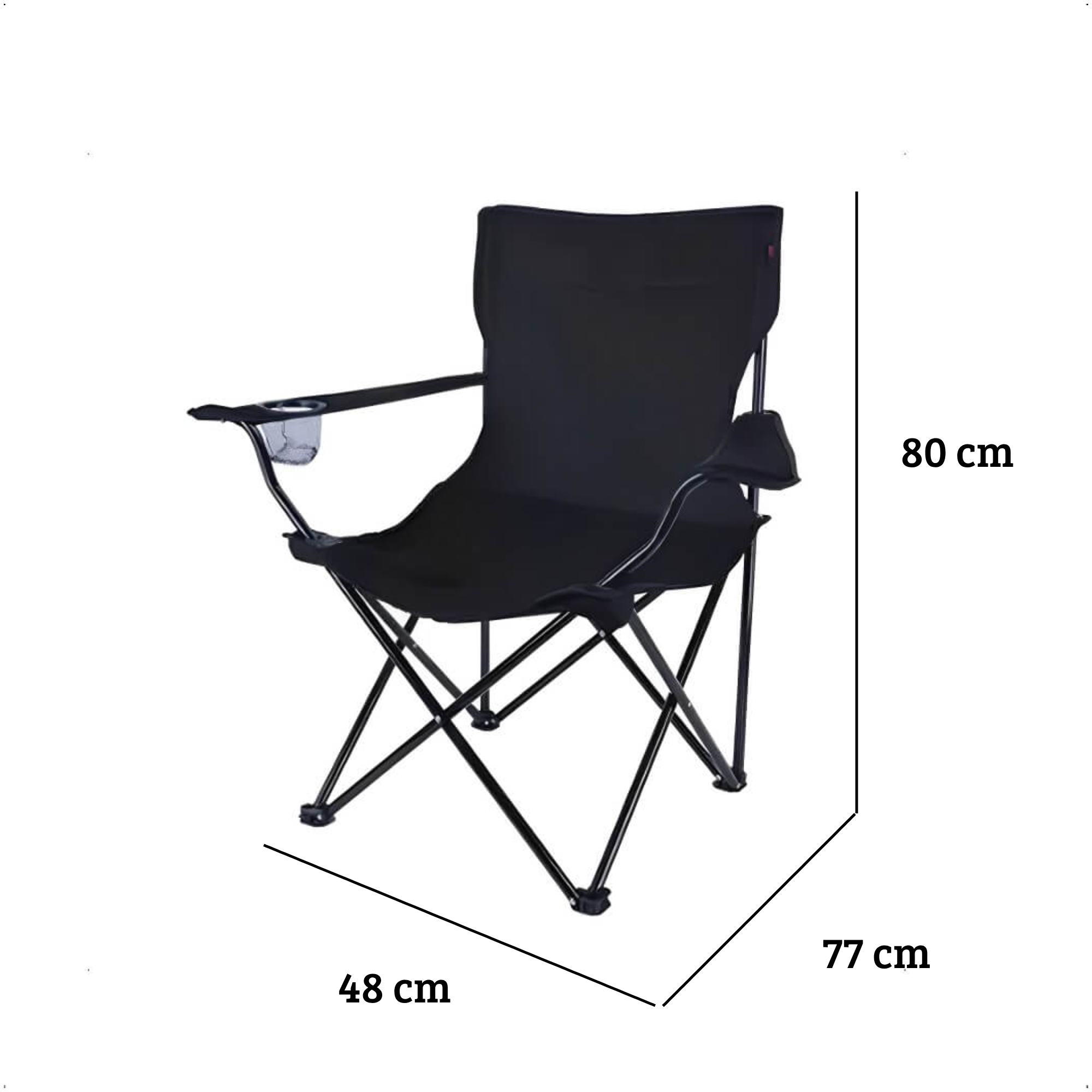 Cadeira Araguaia Comfort com Braço e Porta Copo para Praia Camping Acampamento Preta Bel - 16907