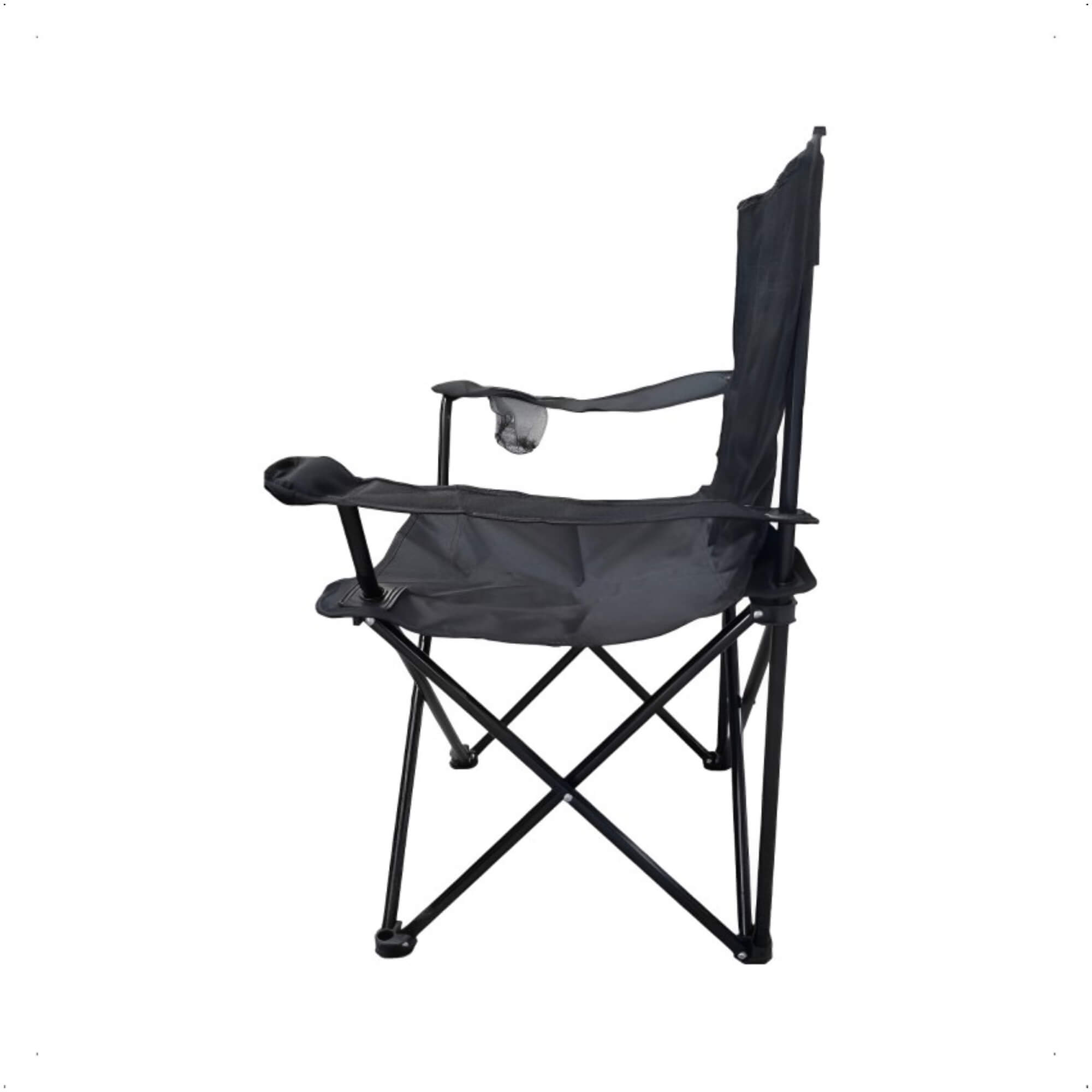 Cadeira Araguaia Comfort com Braço e Porta Copo para Praia Camping Acampamento Preta Bel - 16907
