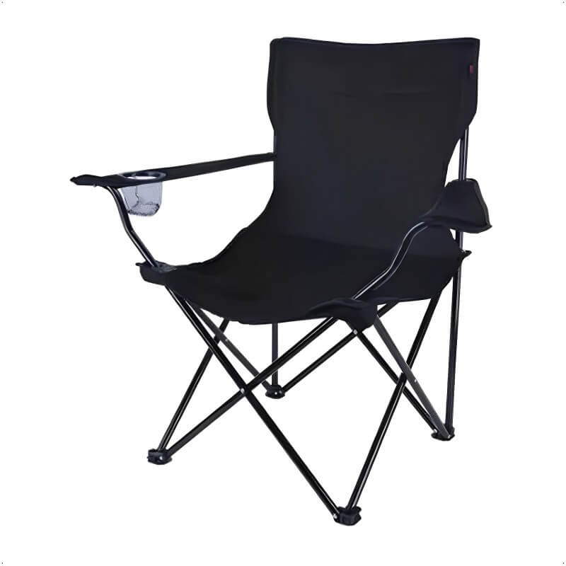 Cadeira Araguaia Comfort com Braço e Porta Copo para Praia Camping Acampamento Preta Bel - 16907
