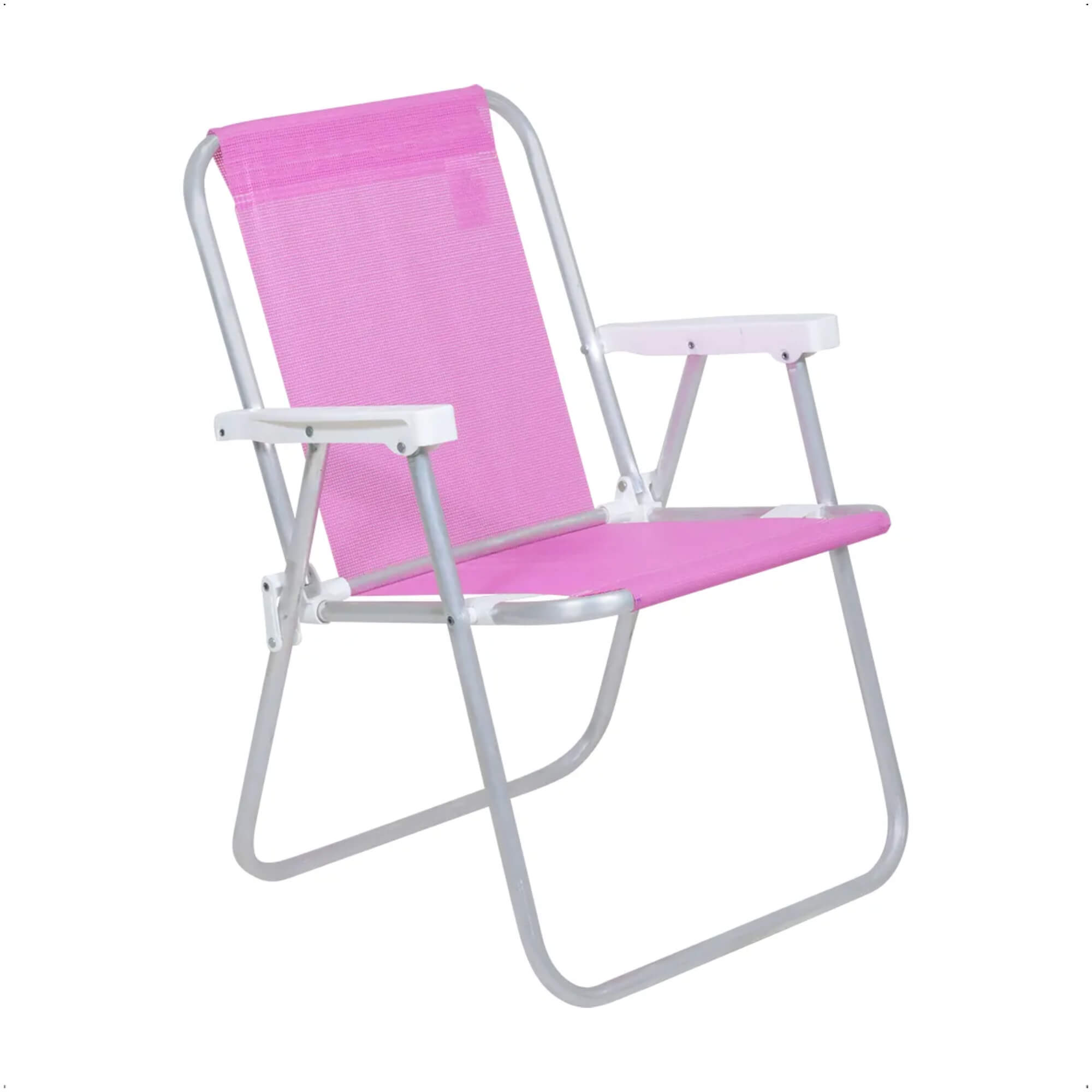 Cadeira de Praia Alta Lazy em Alumínio Rosa Suporta até 110kgs Bel - 023510