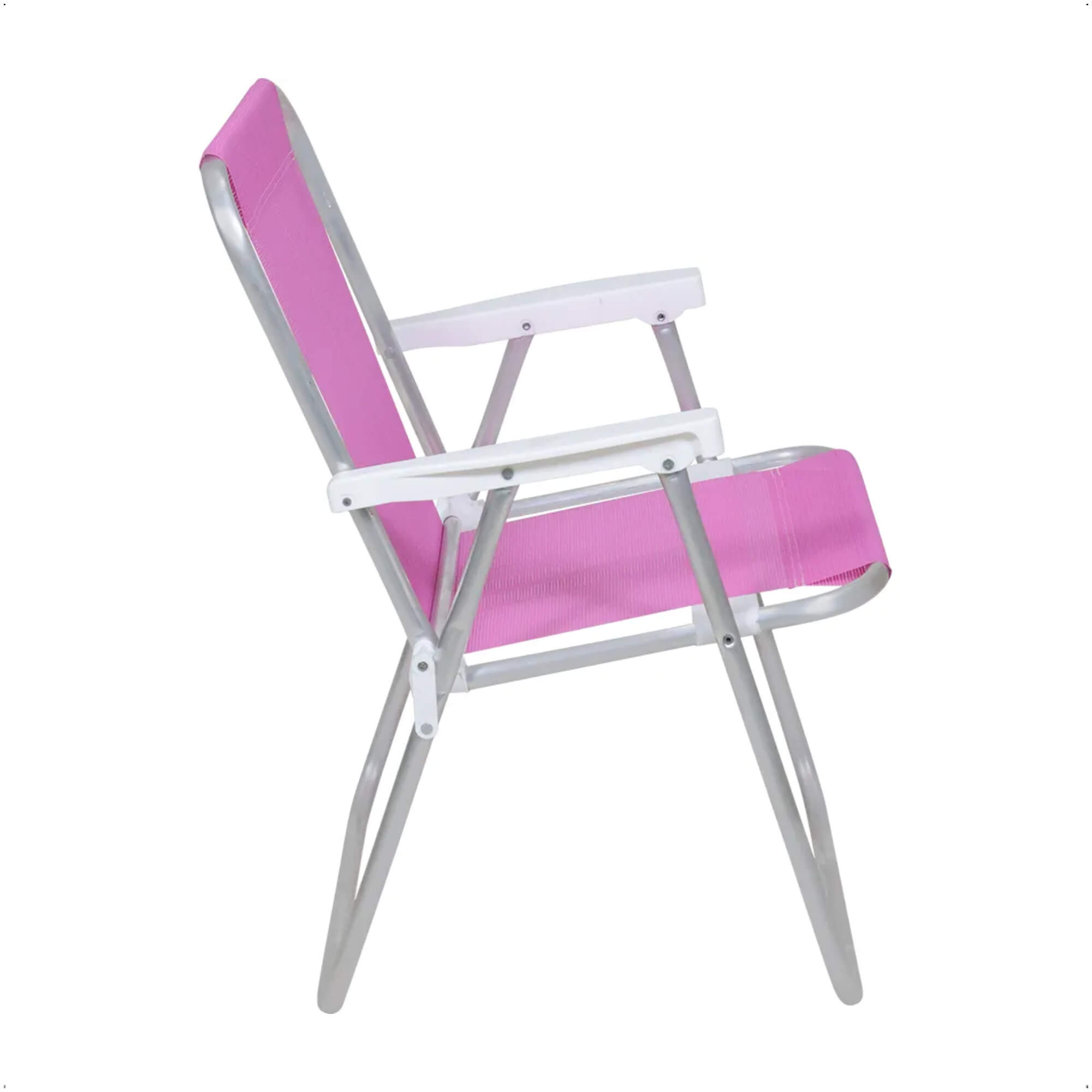 Cadeira de Praia Alta Lazy em Alumínio Rosa Suporta até 110kgs Bel - 023510