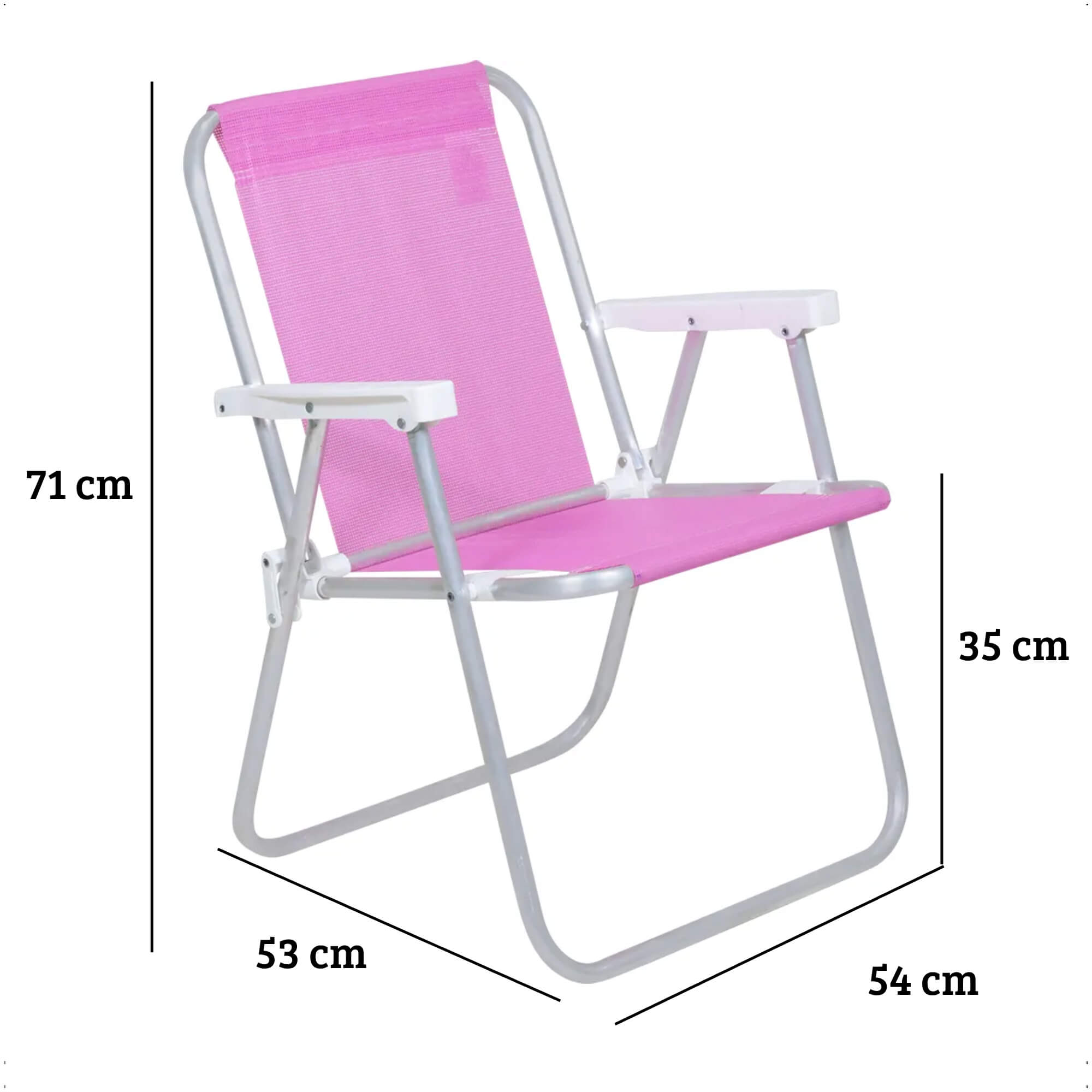 Cadeira de Praia Alta Lazy em Alumínio Rosa Suporta até 110kgs Bel - 023510