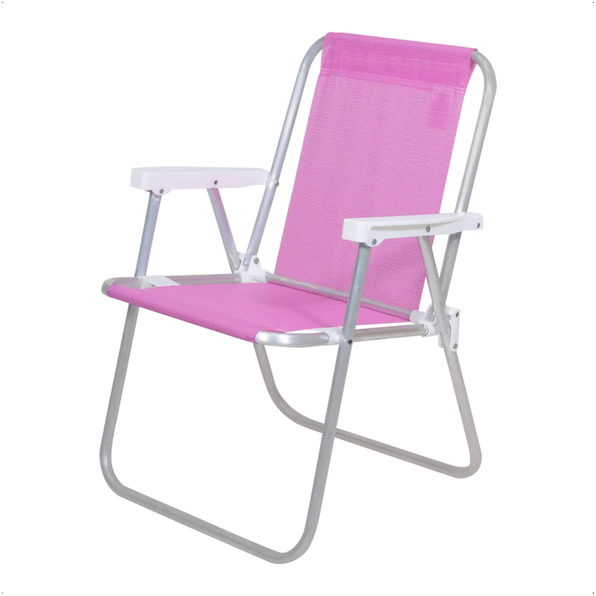 Cadeira de Praia Alta Lazy em Alumínio Rosa Suporta até 110kgs Bel - 023510