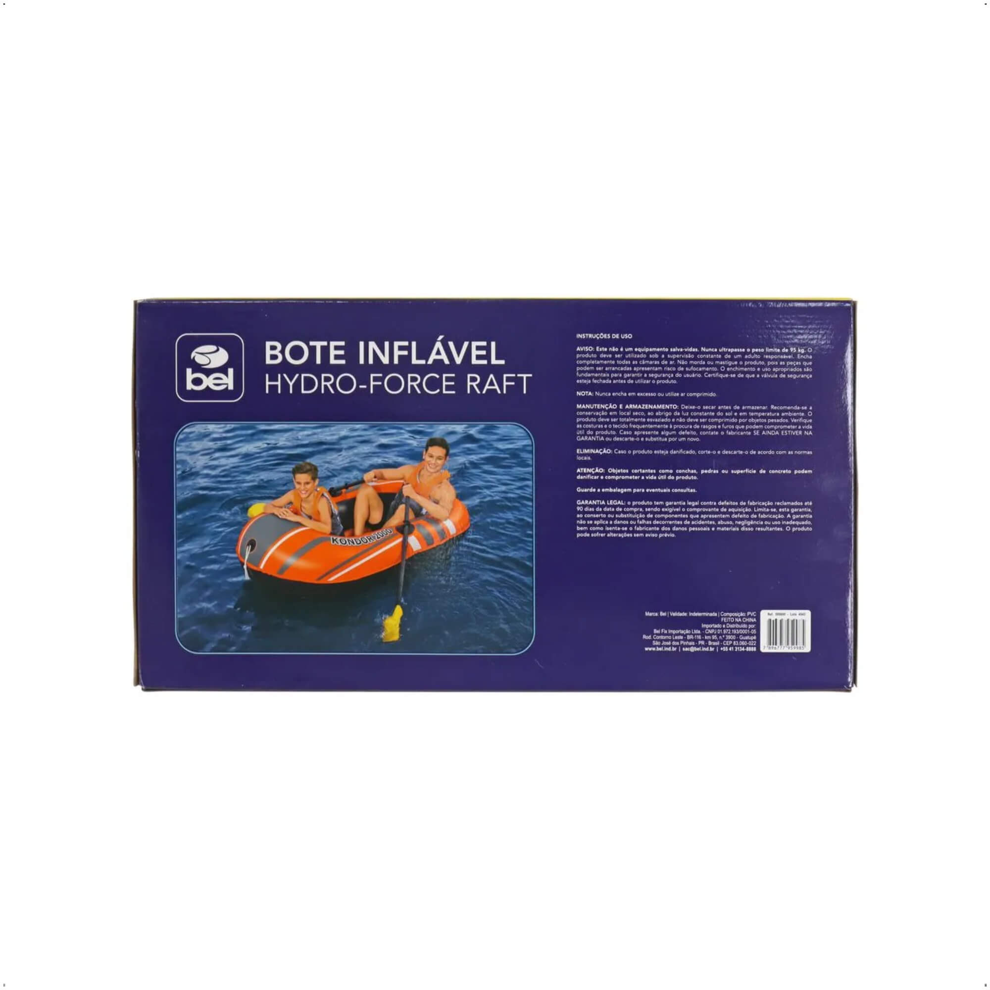Bote Inflável Hydro-Force Raft Com Remo 1,96 m X 1,14 m + Bomba De Ar Bel 599800