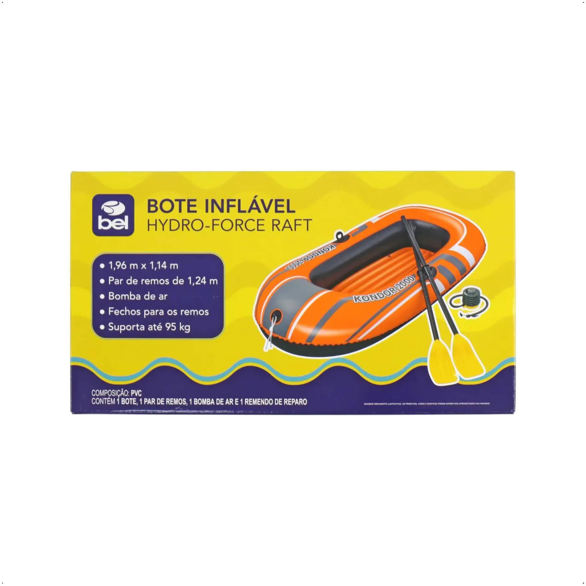 Bote Inflável Hydro-Force Raft Com Remo 1,96 m X 1,14 m + Bomba De Ar Bel 599800