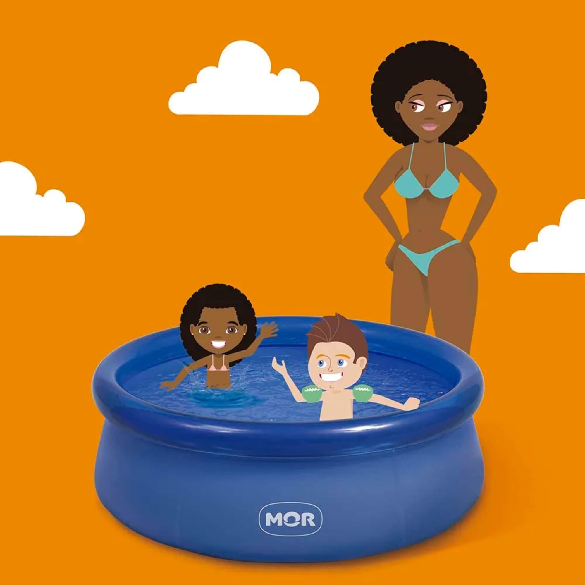 Piscina Inflável PVC 1.000 Litros na cor Azul com Kit Reparo Mor - 001048