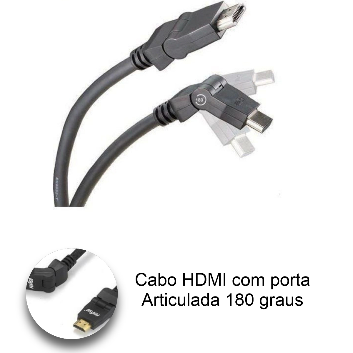 Cabo HDMI para Monitor C/ Articulação 3M comprimento Feasso - FCH3-180