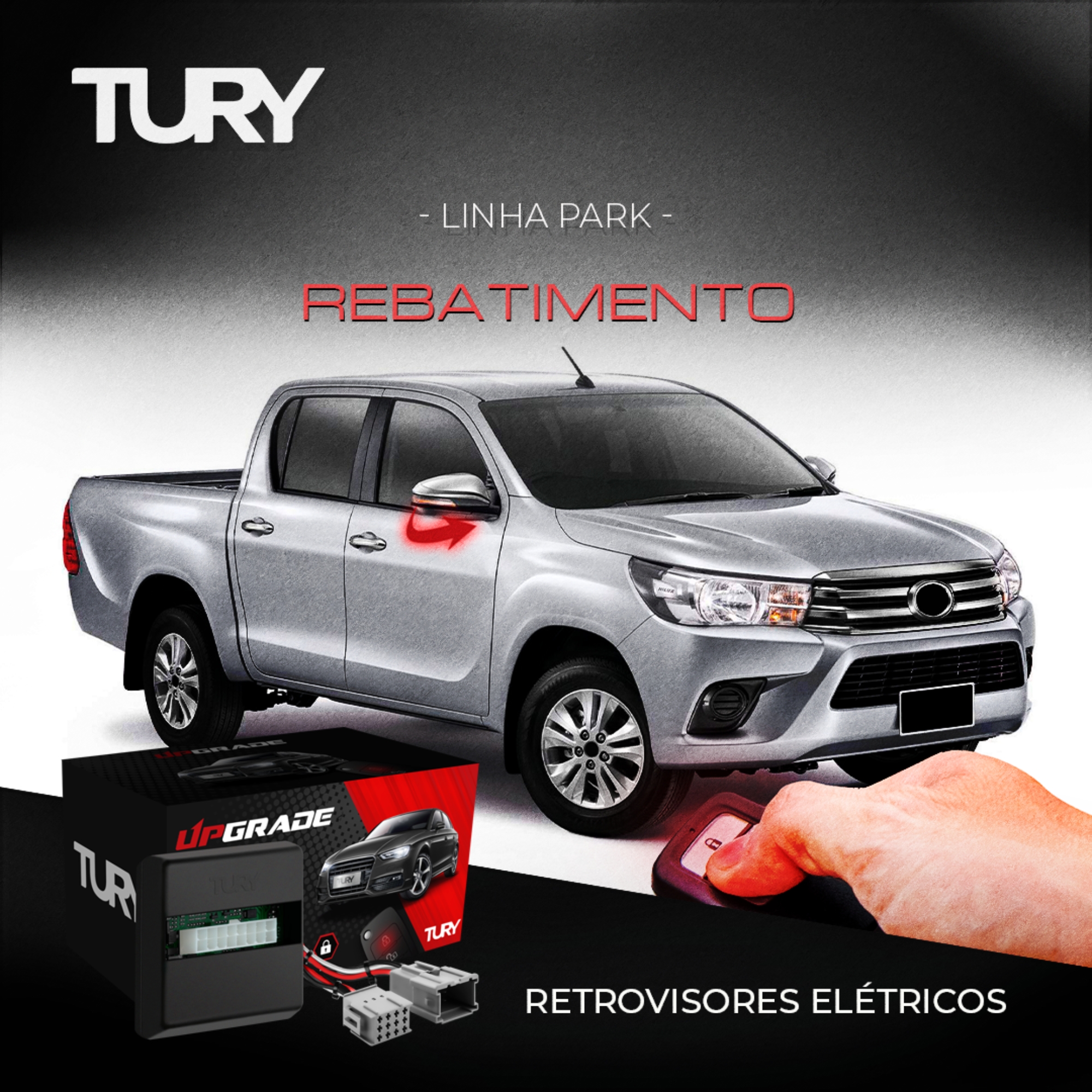 Módulo de Rebatimento de Retrovisor Tury Tilt Down 2008 até 2018 - PARK2.3CZ