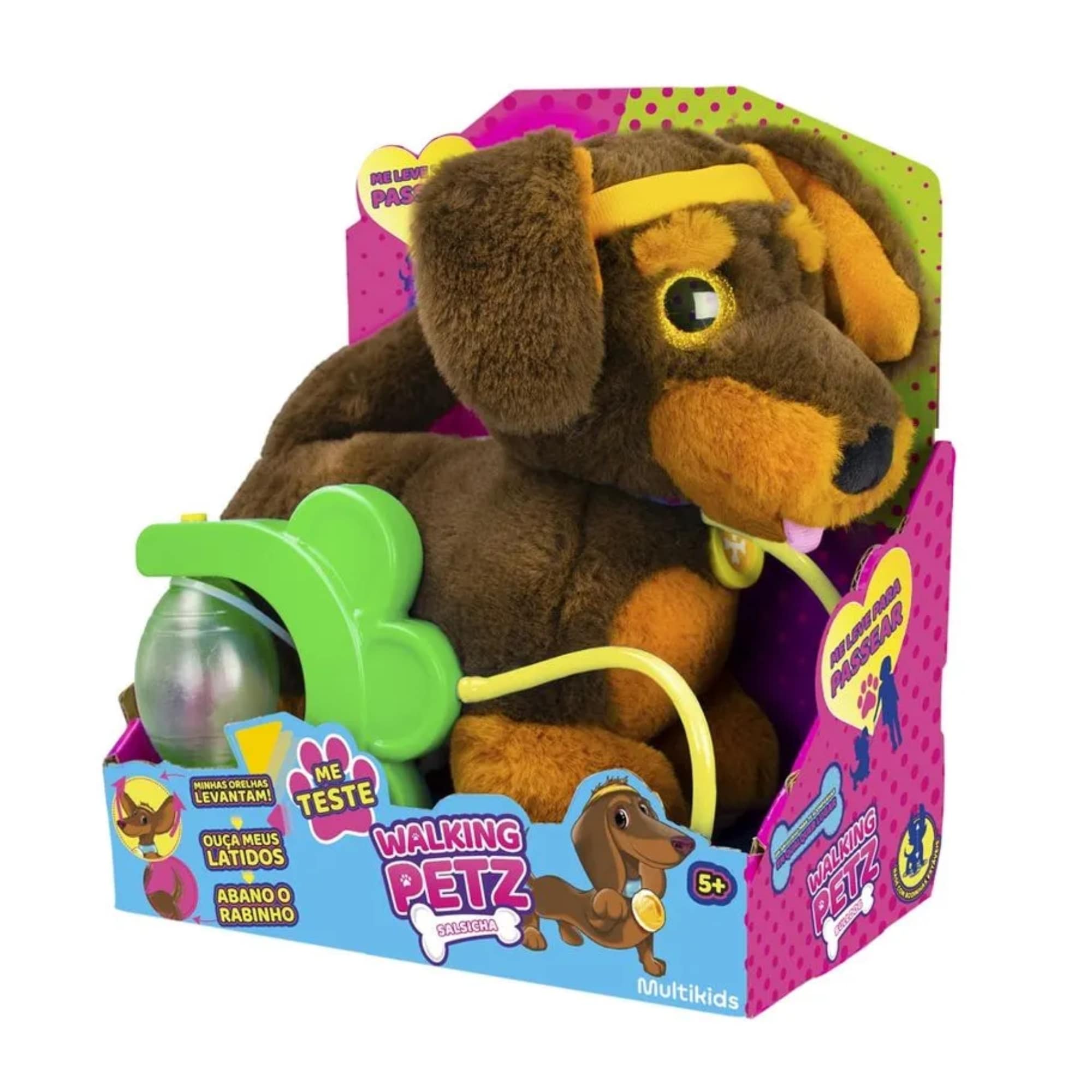 Brinquedo Infantil Walking Petz Salsicha Pelúcia de Cachorro Multikids - BR1875