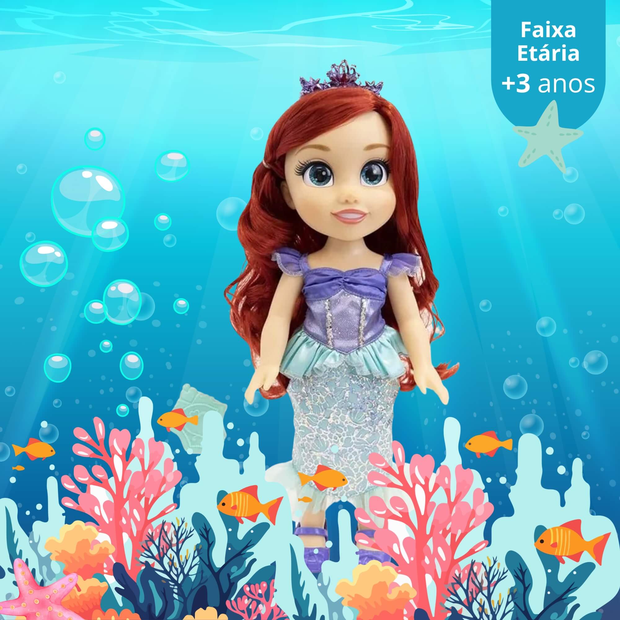 Brinquedo Infantil Boneca Princesas Articulada Ariel 38cm Multikids - BR1916