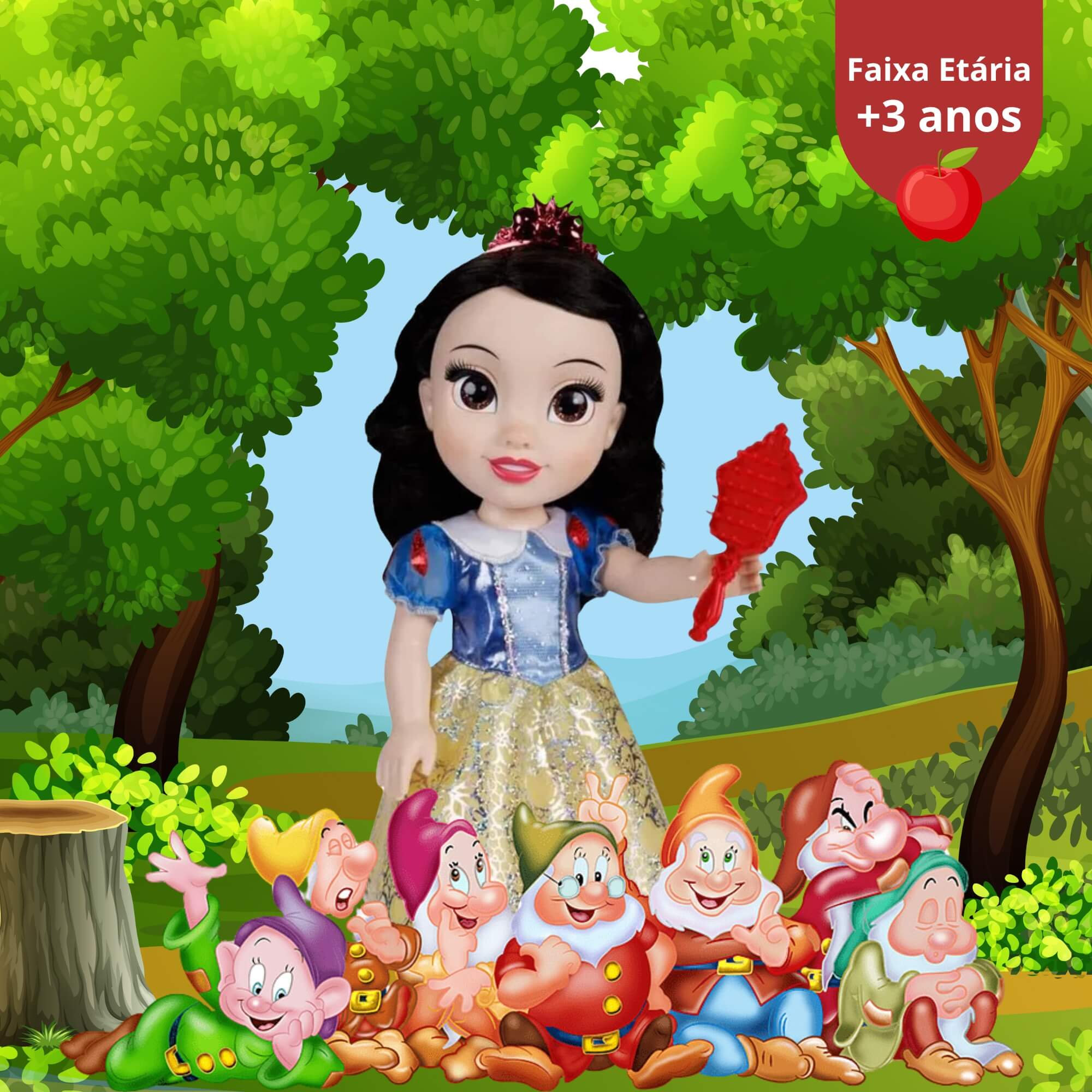 Brinquedo Infantil Boneca Princesas Articuladas Branca De Neve 38 cm Multikids BR1917