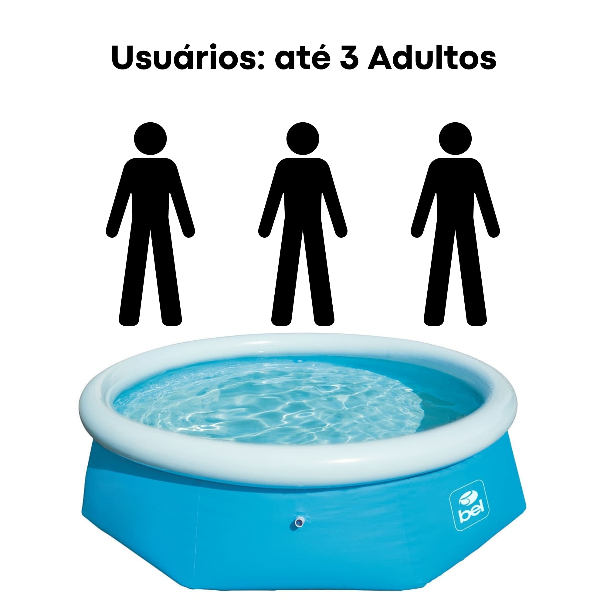 COMP Kit Piscina Inflável Azul 2.700L capacidade de até 3 Adultos + Lona 4x4 de Cobertura + Bomba de Ar Manual