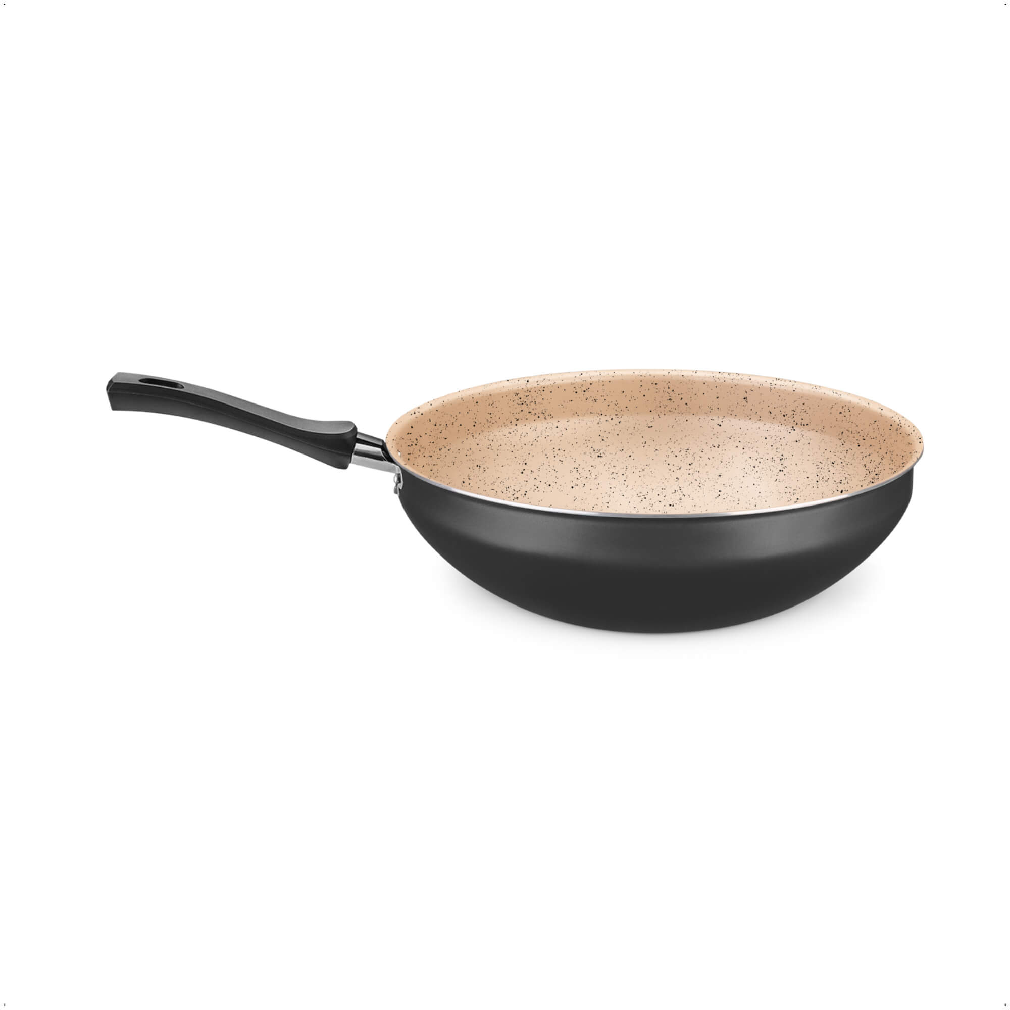 Panela Wok N28 4,3L de Aluminio com Antiaderente cor Preto e Bege MTA - 8503