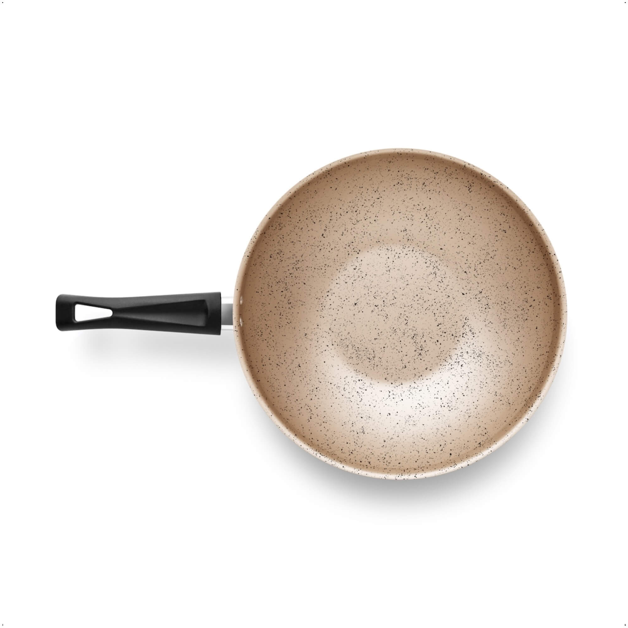 Panela Wok N28 4,3L de Aluminio com Antiaderente cor Preto e Bege MTA - 8503