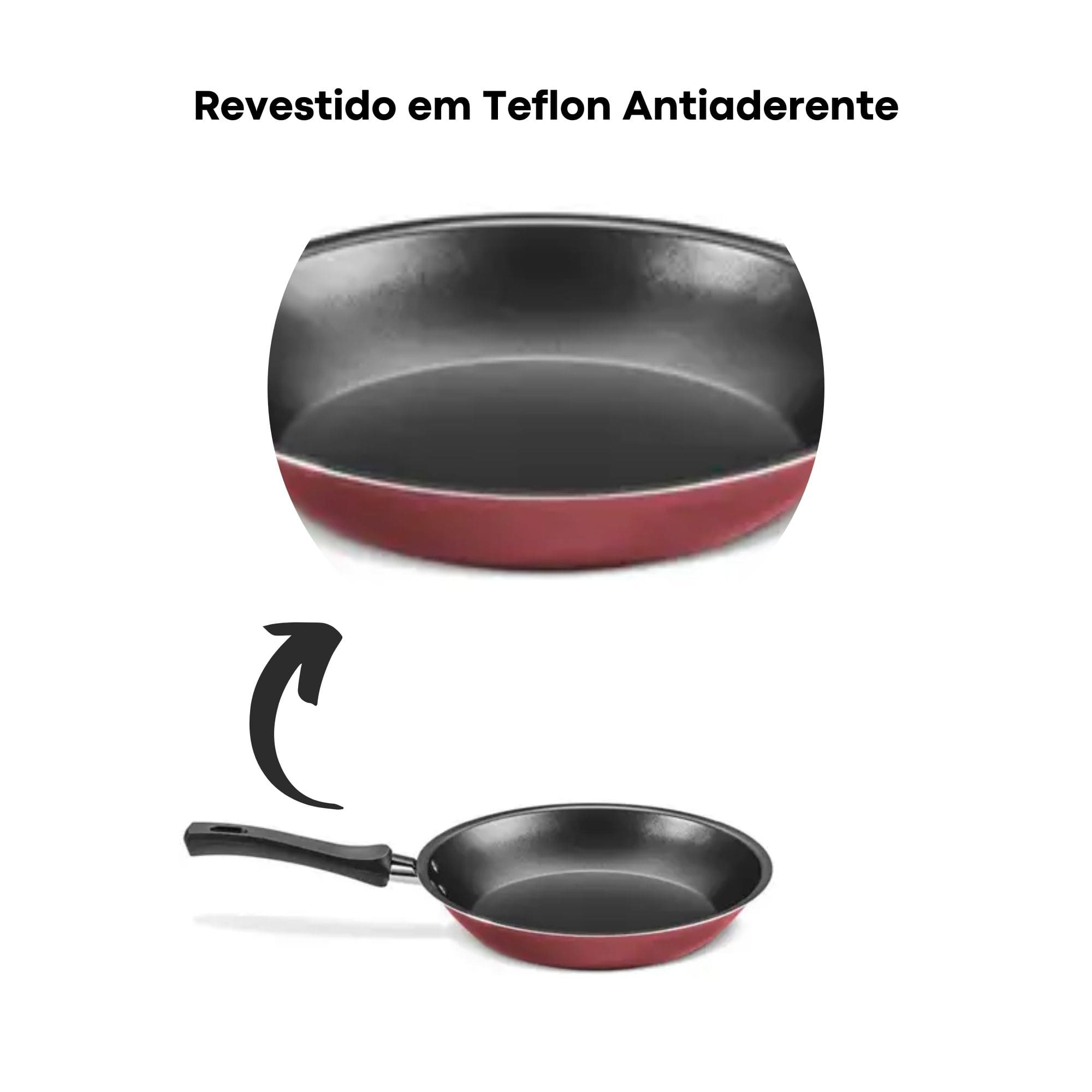 Jogo de Panelas Estrela 10 Peças Cor Cereja em Alumínio Antiaderente e Tampa de Vidro MTA - 9803