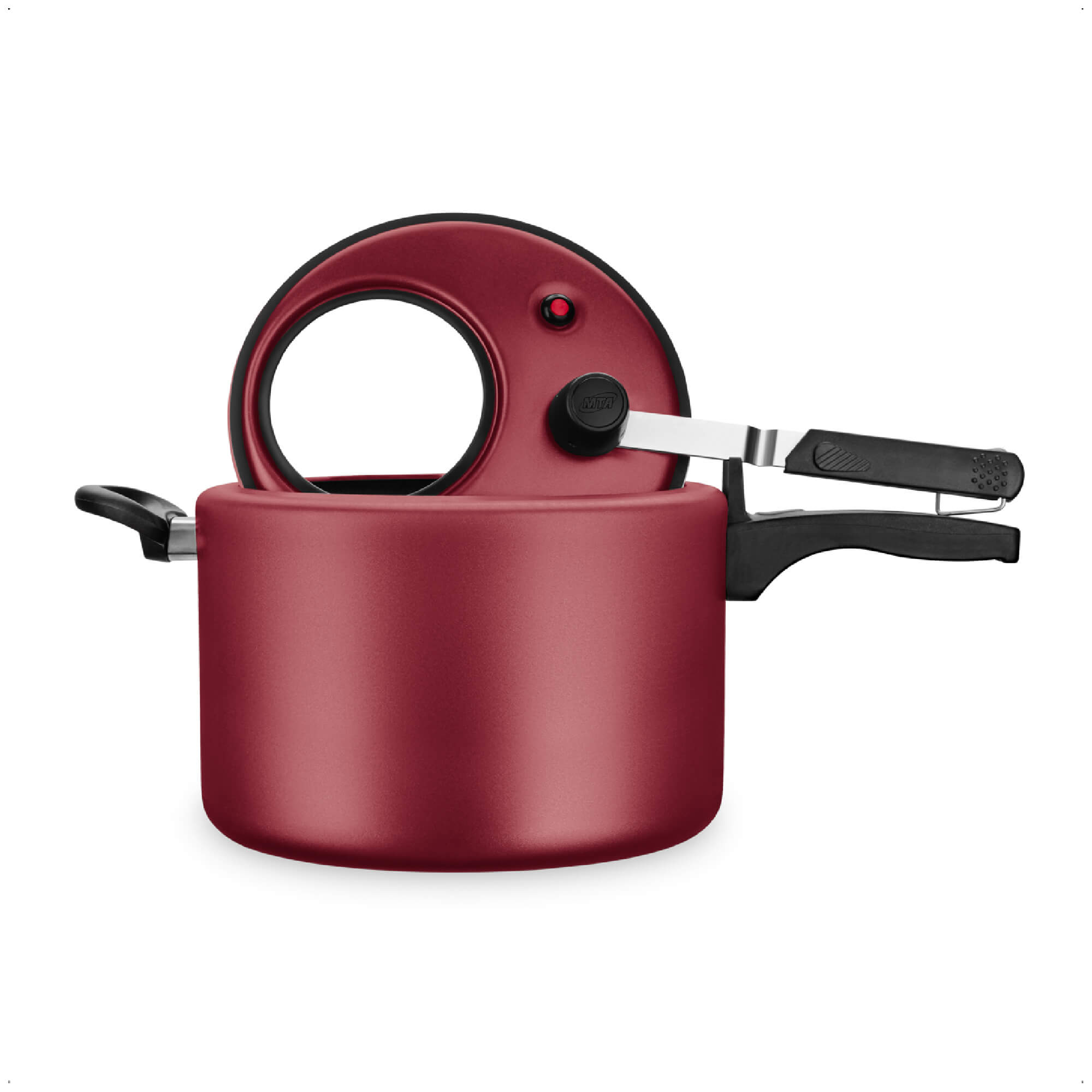Panela de Pressão Cereja Visor de Vidro Fechamento Interno 8L de Alumínio Antiaderente MTA 6035i
