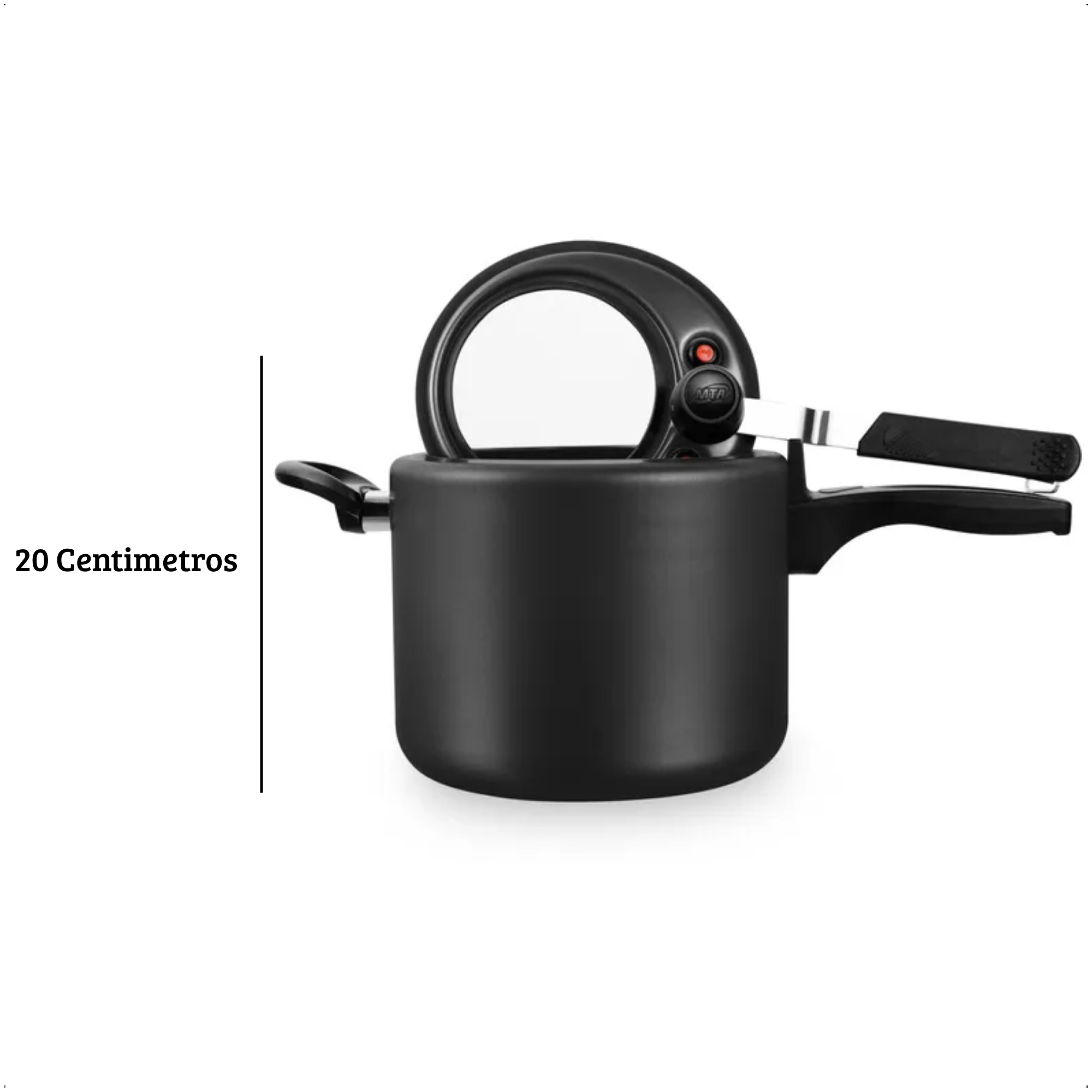 Panela de Pressão Preto Visor de Vidro Superior 4,5L de Alumínio com Antiaderente MTA 8497