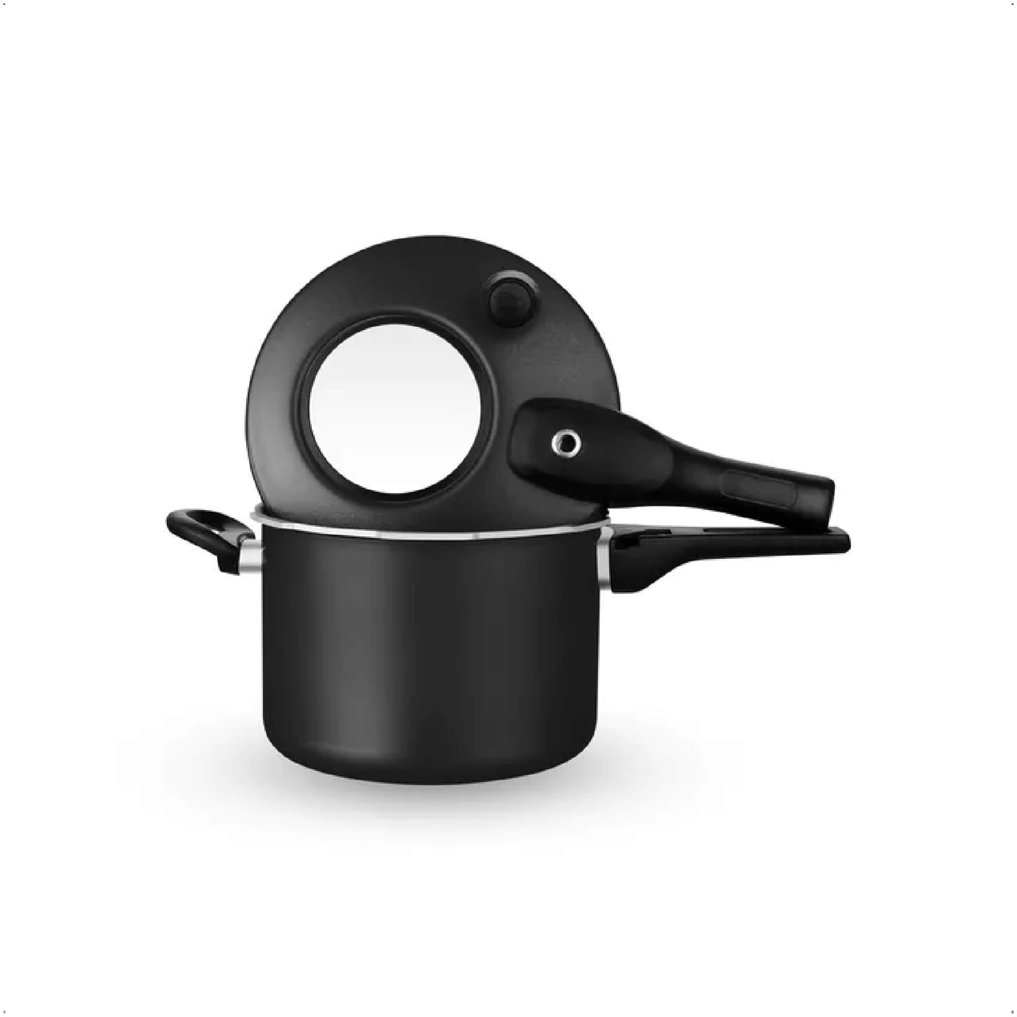 Panela de Pressão Preto Visor de Vidro Fechamento Externo N20 4,5L Alumínio Antiaderente MTA 8500