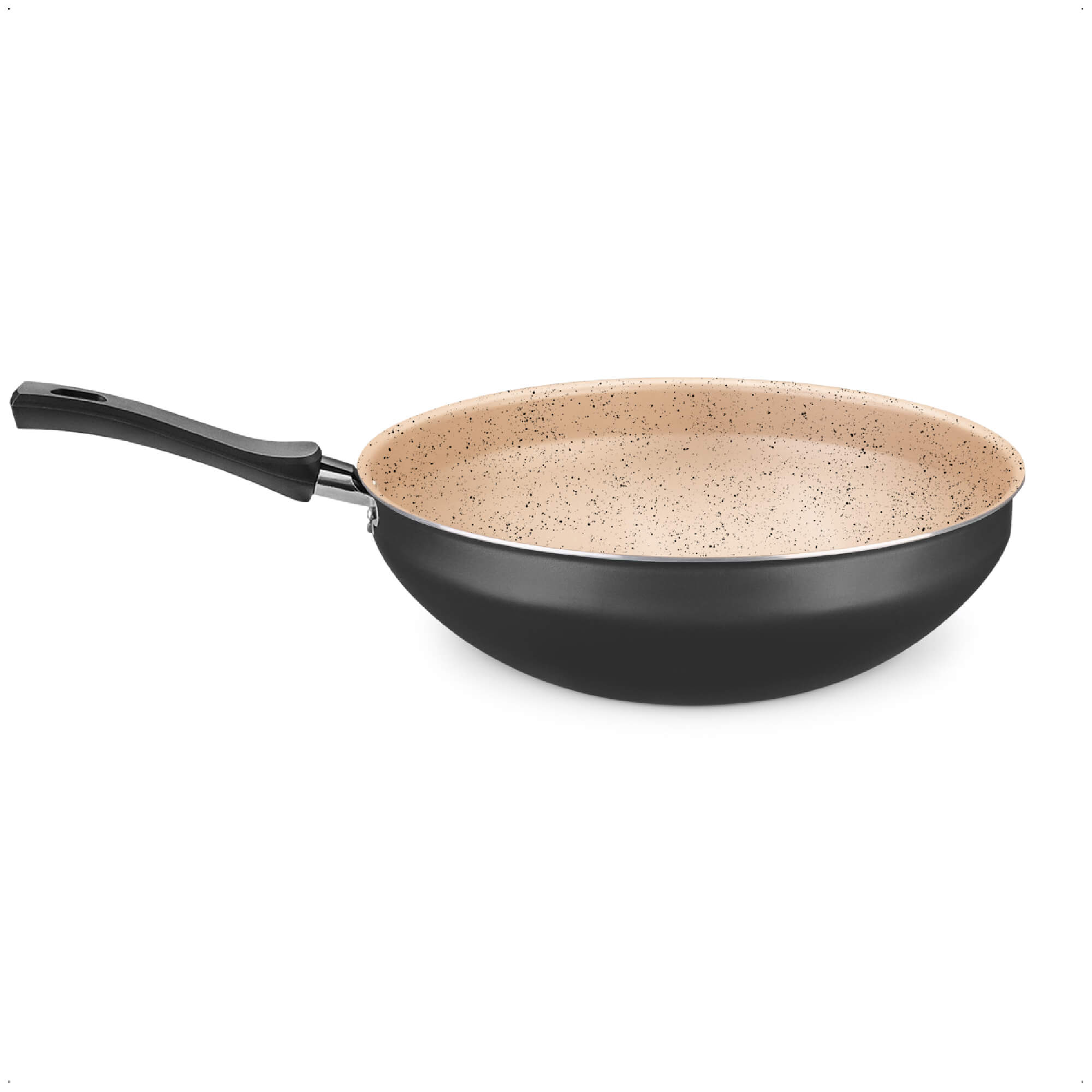 Panela Wok 2,8 Litros N24 de Alumínio com Antiaderente Preto/Bege MTA - 8502