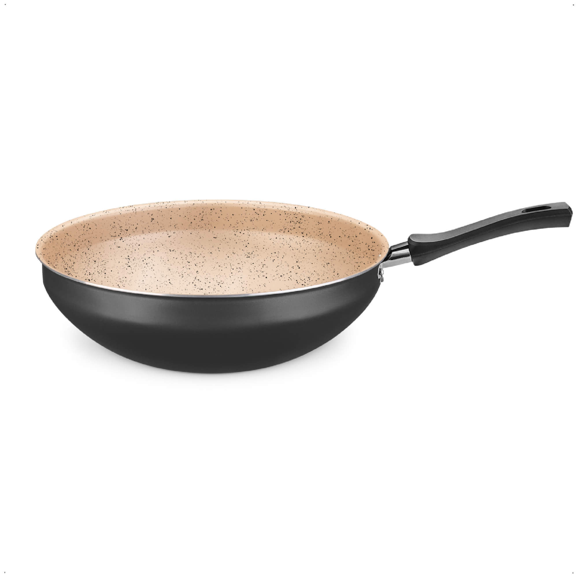 Panela Wok 2,8 Litros N24 de Alumínio com Antiaderente Preto/Bege MTA - 8502