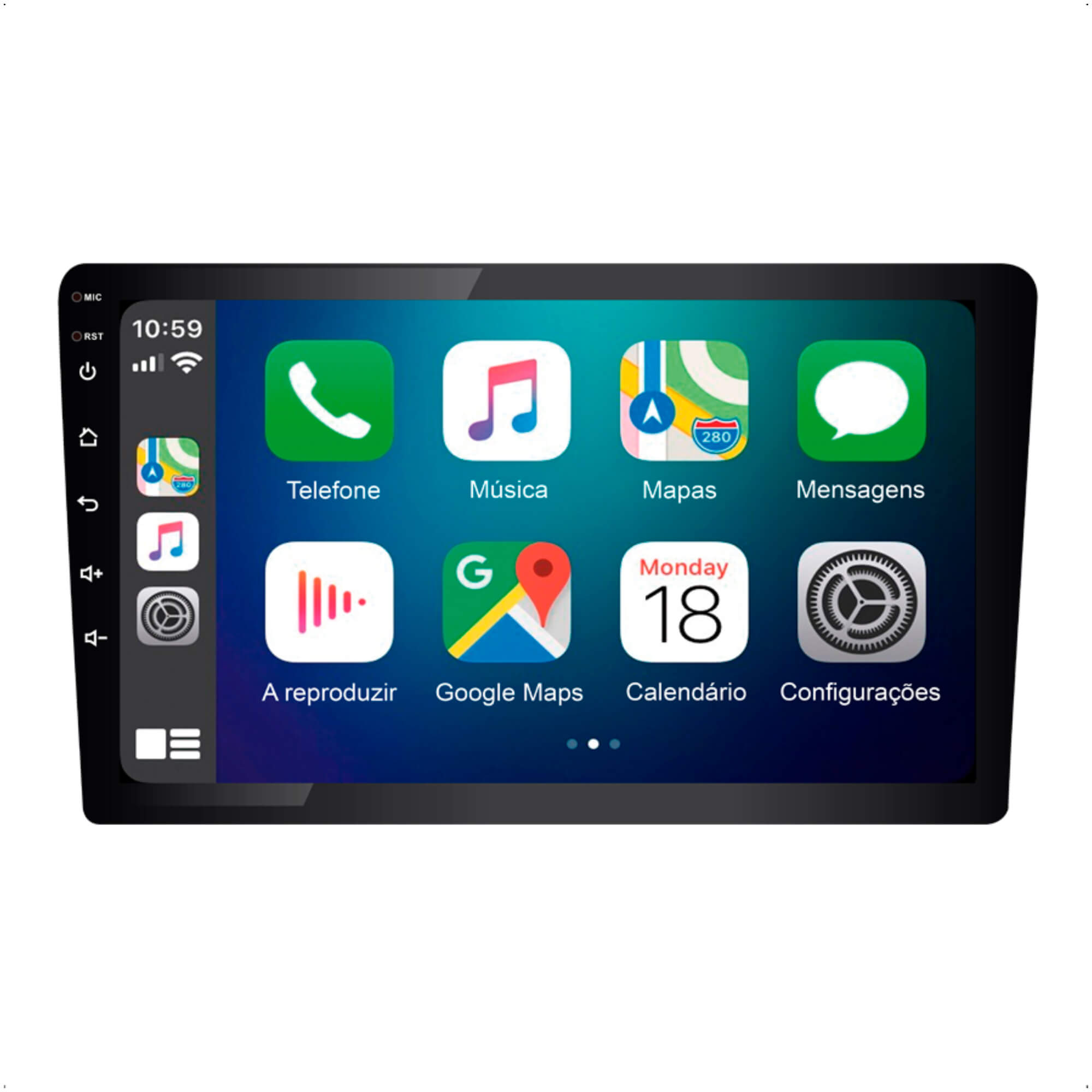 Multimidia Carplay Android Auto MP5 Slim 9" polegadas USB/Rádio/Bluetooth Roadstar - RS908BR MI